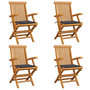 Voir la diapositive 1 : VIDAXL Chaises de jardin et coussins anthracite lot de 4 Bois de teck