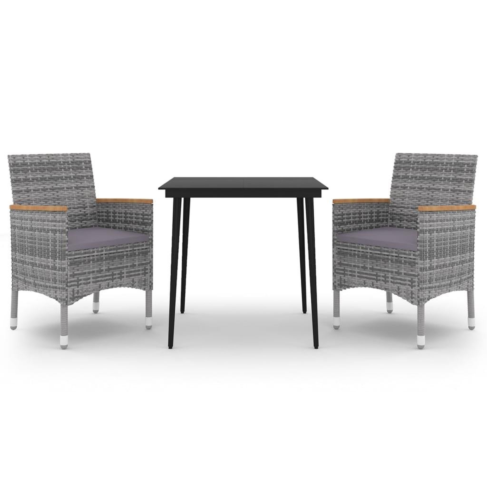 Voir la diapositive 2 : VIDAXL Ensemble a manger de jardin coussins 3 pcs Resine tressee Verre