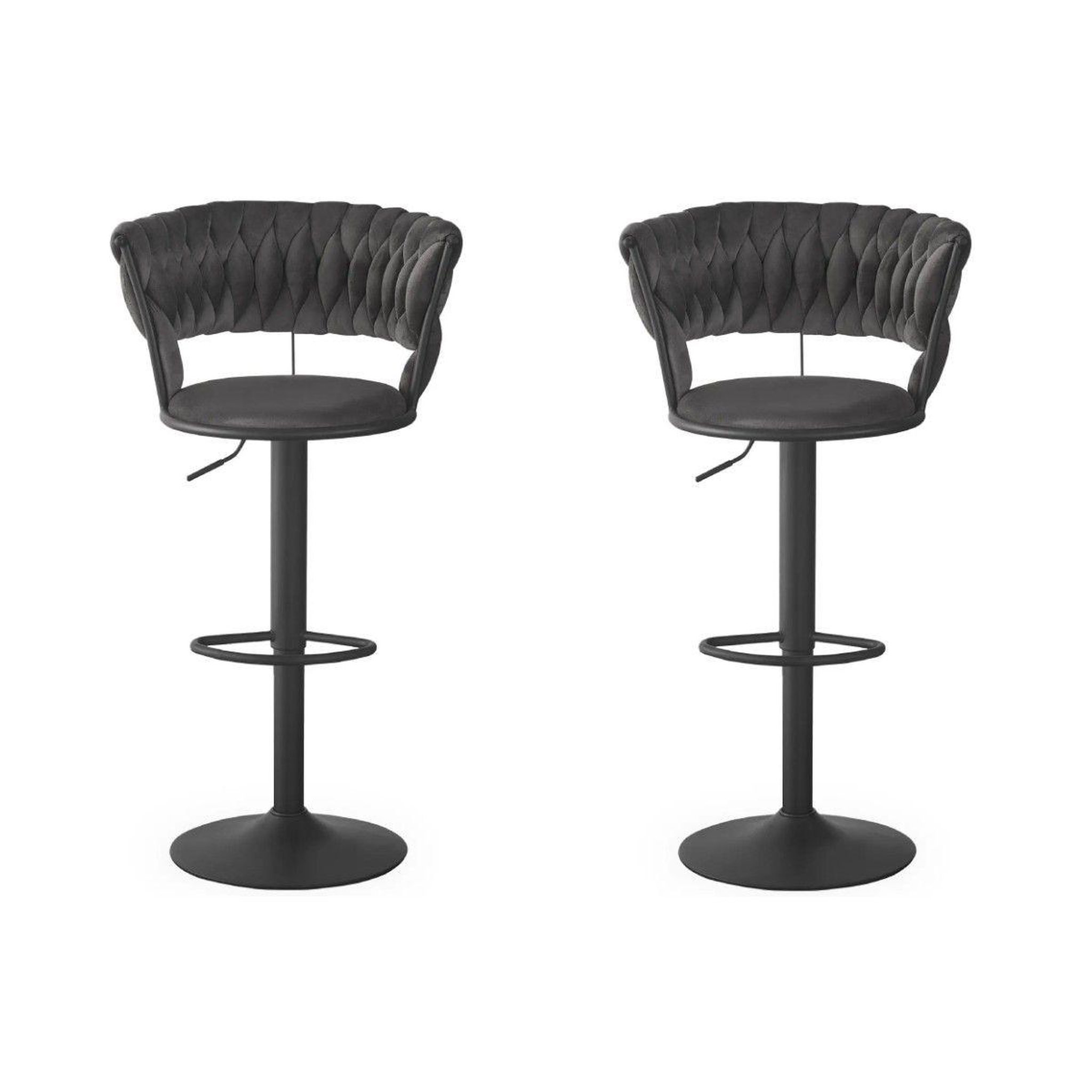 Paris Prix Lot de 2 chaises de bar en velours  odyssée  87-109cm gris