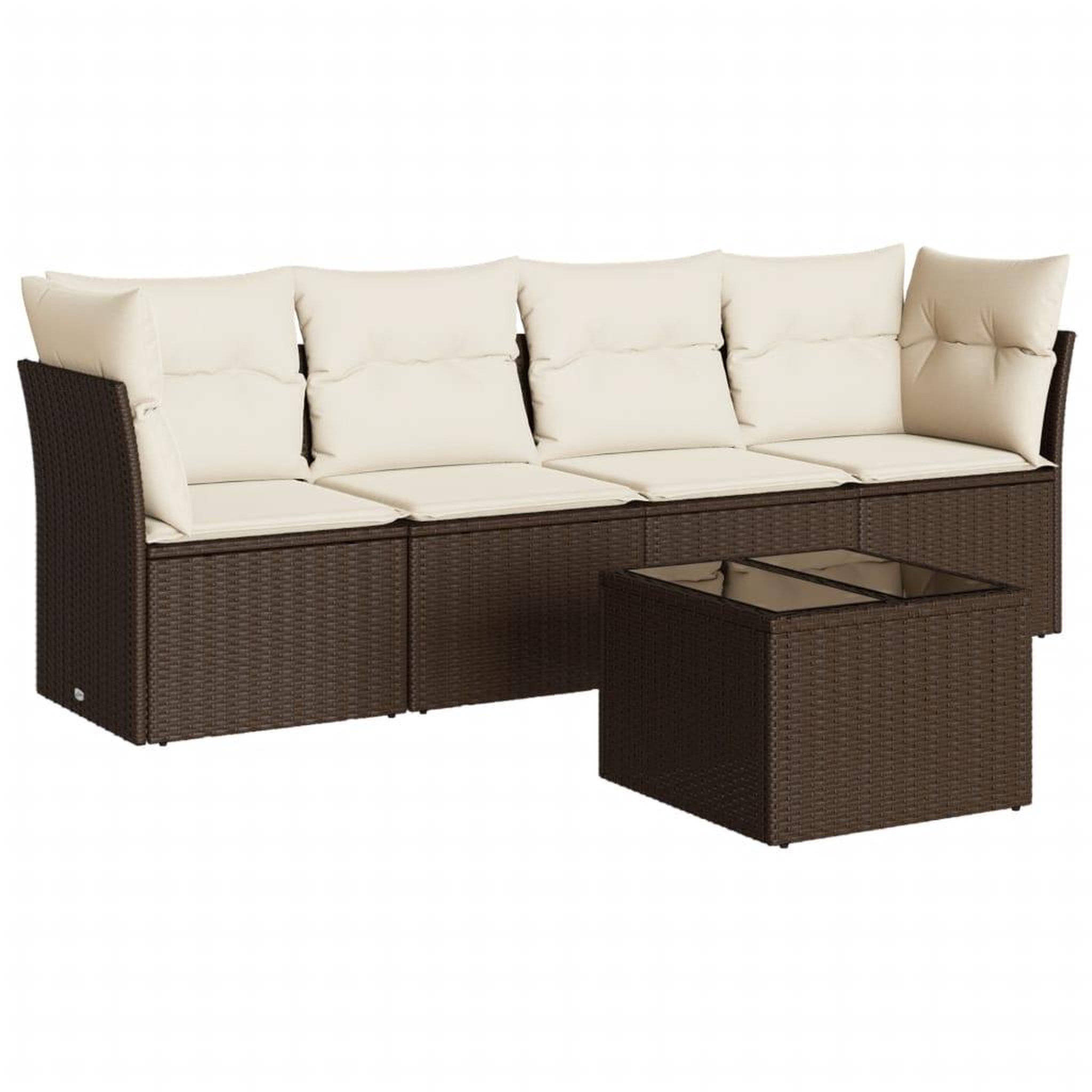 Voir la diapositive 2 : VIDAXL Salon de jardin avec coussins 5 pcs marron resine tressee
