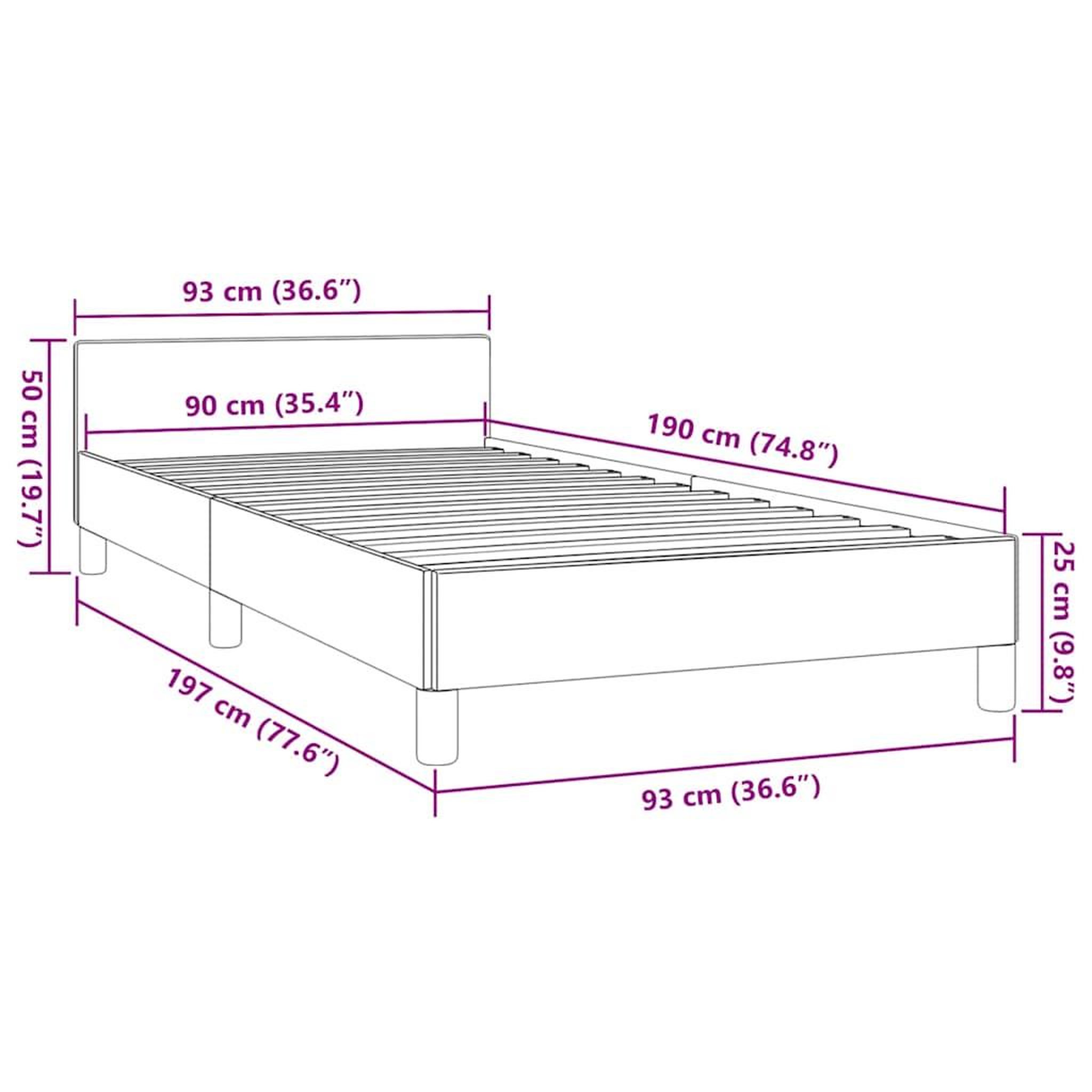 Voir la diapositive 6 : VIDAXL Cadre de lit sans matelas gris fonce 90x190 cm tissu