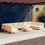 VIDAXL Salon de jardin 11 pcs avec coussins creme bois de pin massif