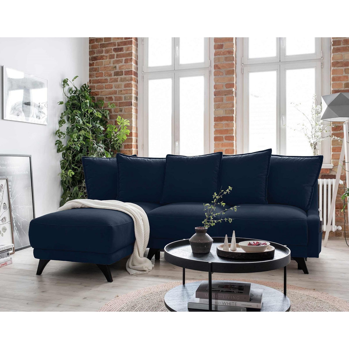 BEST MOBILIER Royal - canapé d'angle gauche - 4 places - convertible avec coffre - en velours