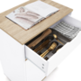 Voir la diapositive 6 : ID MARKET Desserte de cuisine COSY placard avec tiroir bois blanc et plateaux façon hêtre L.60 CM