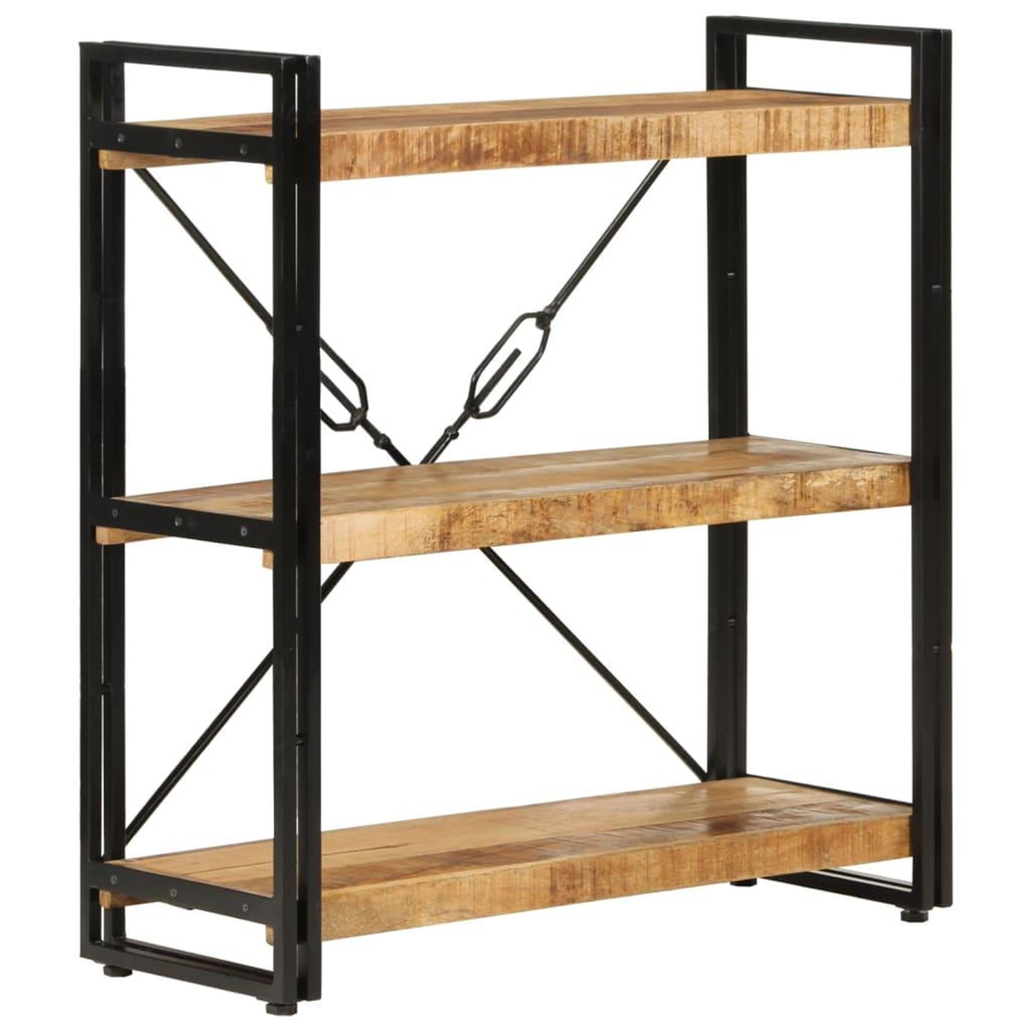 VIDAXL Bibliotheque 3 niveaux 77x30x80 cm bois massif manguier et fer