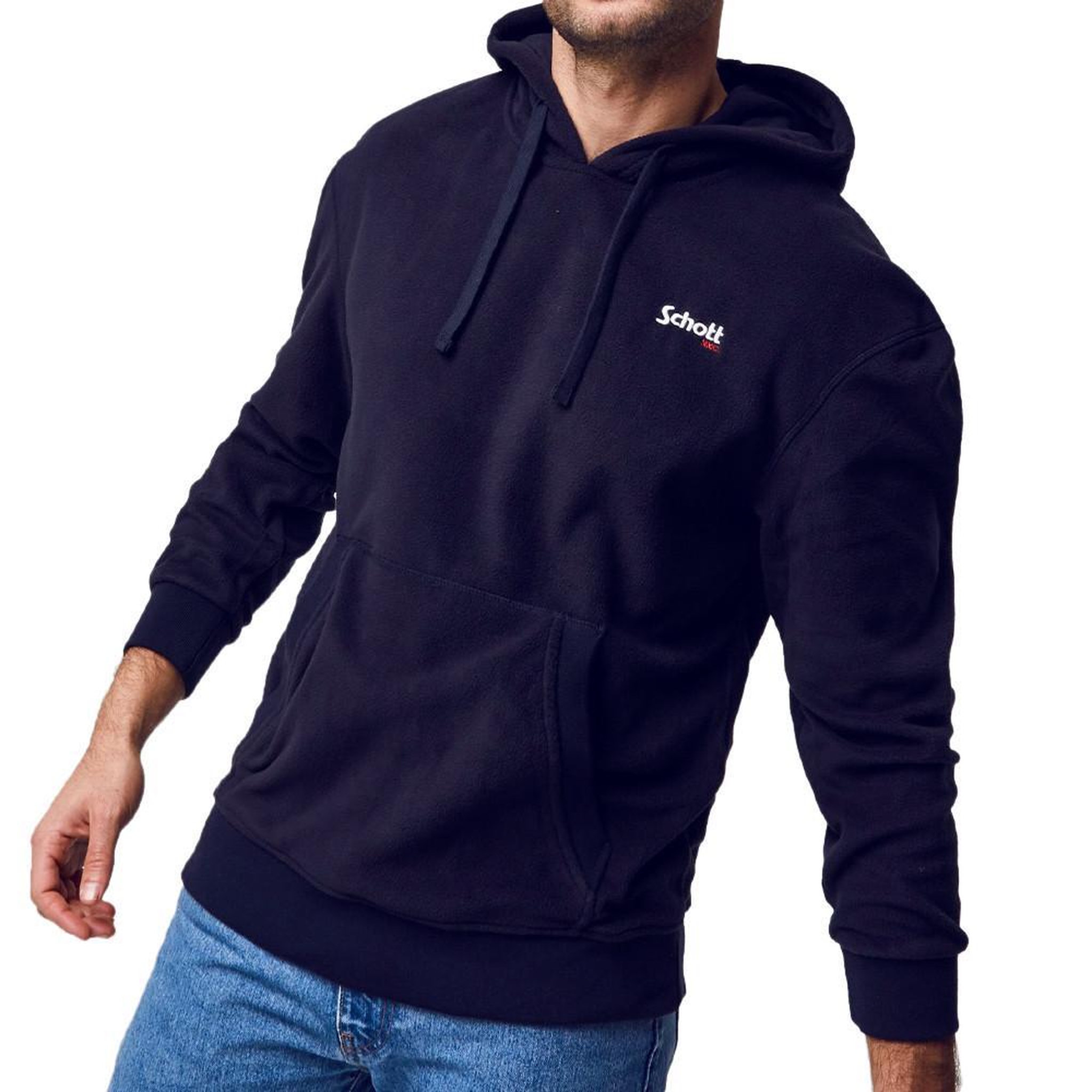 Schott Sweat à capuche  Homme Schott Micro Polar. Coloris disponibles : Bleu