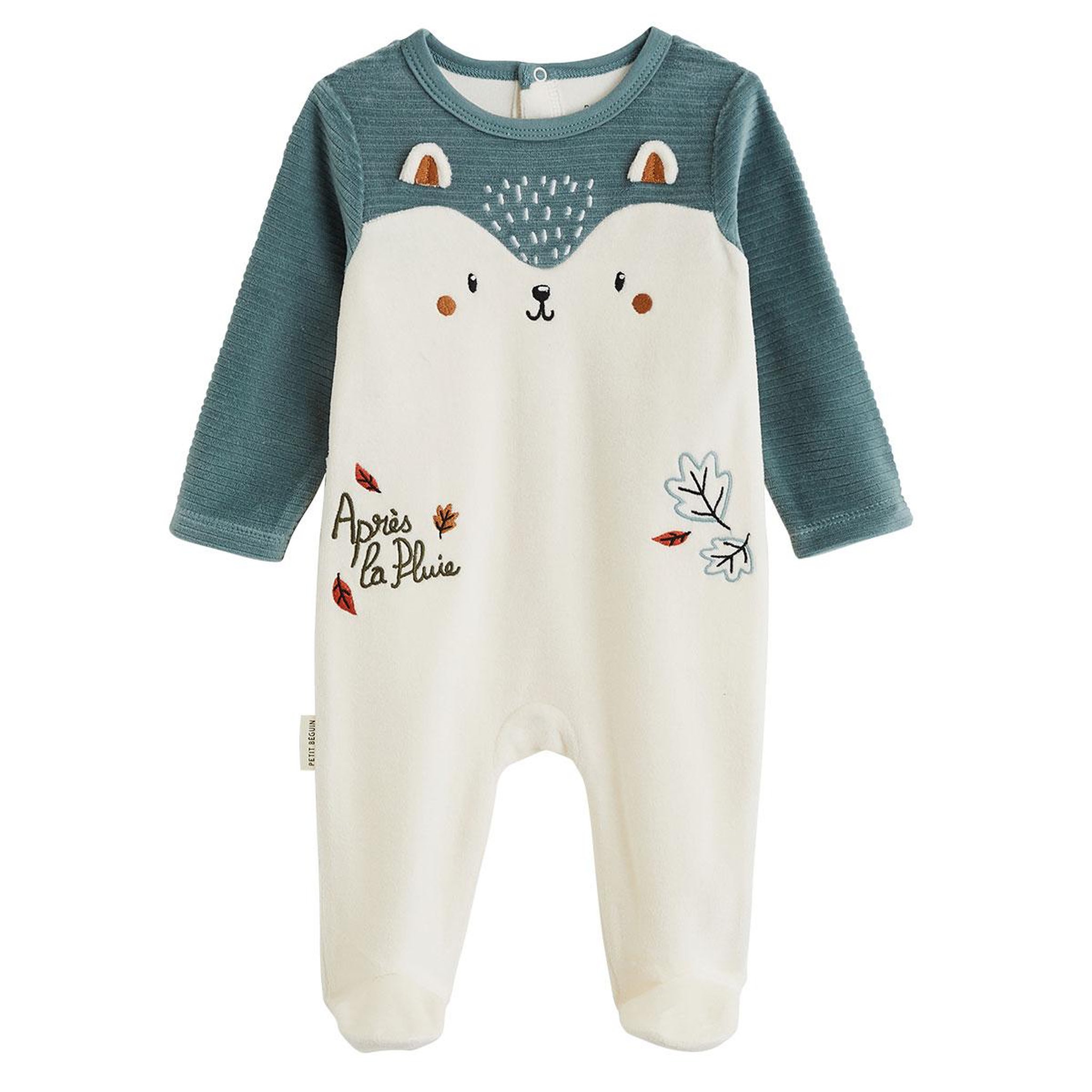 Voir la diapositive 6 : PETIT BEGUIN Lot de 2 pyjamas bébé en velours ginkgo
