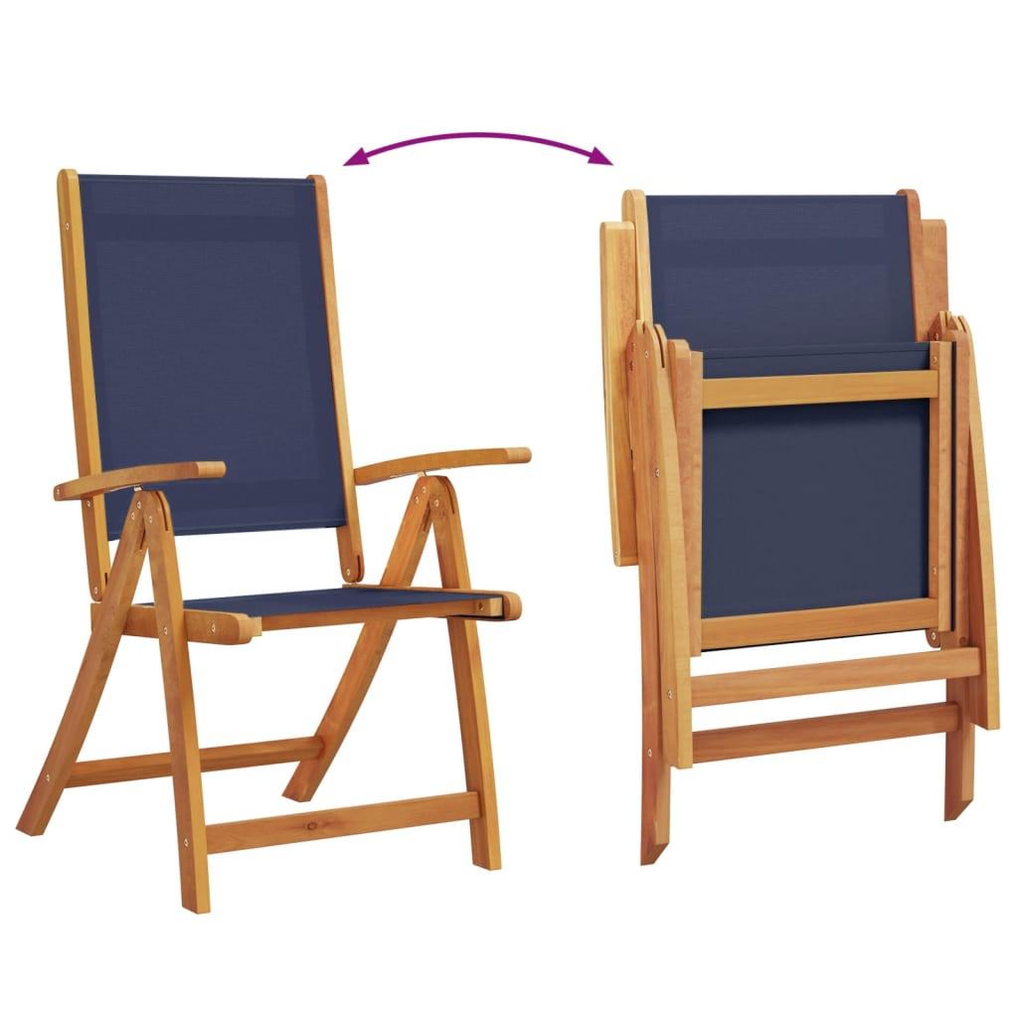 Voir la diapositive 5 : VIDAXL Chaises pliables de jardin lot de 6 bois d'acacia et textilene