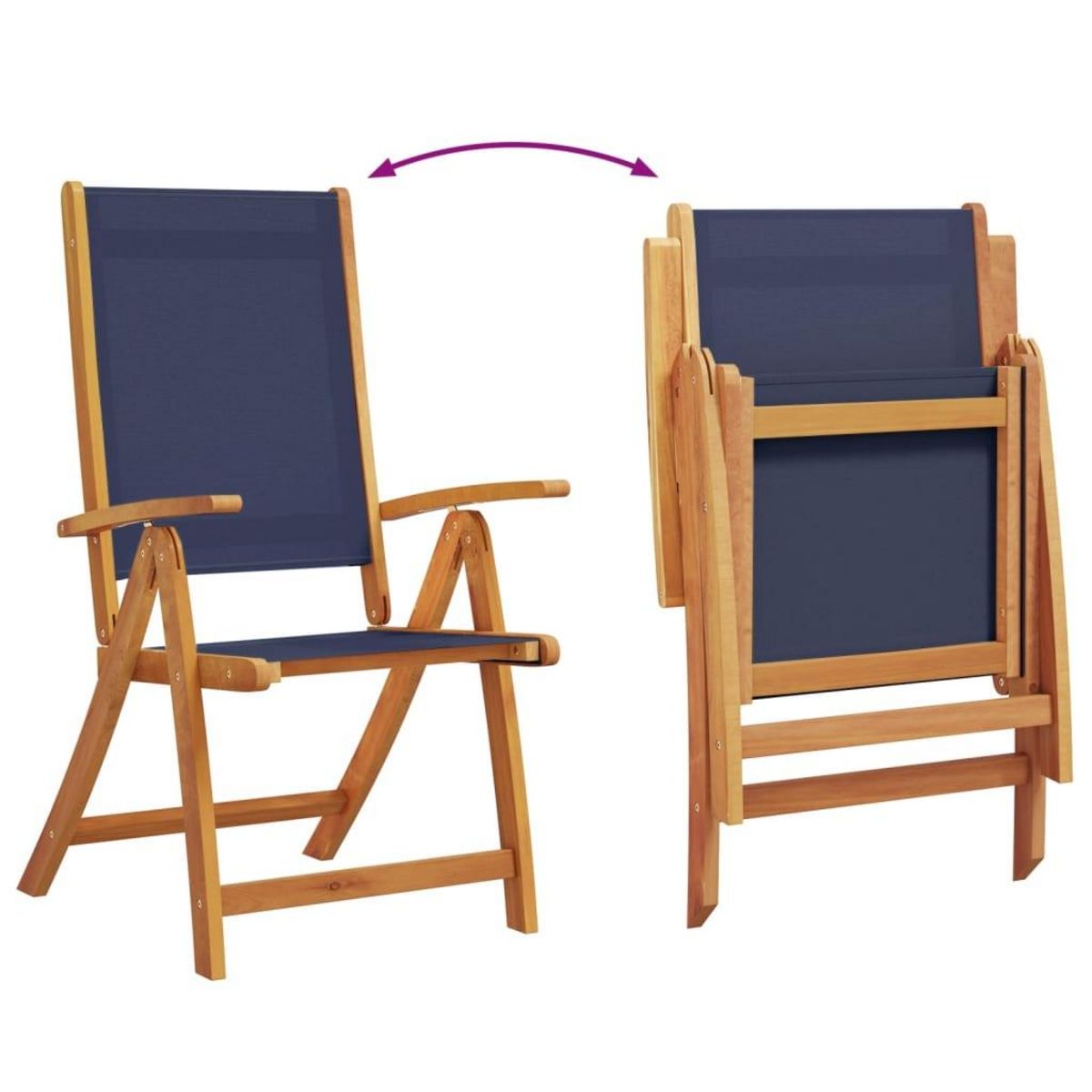 VIDAXL Chaises pliables de jardin lot de 6 bois d'acacia et textilene