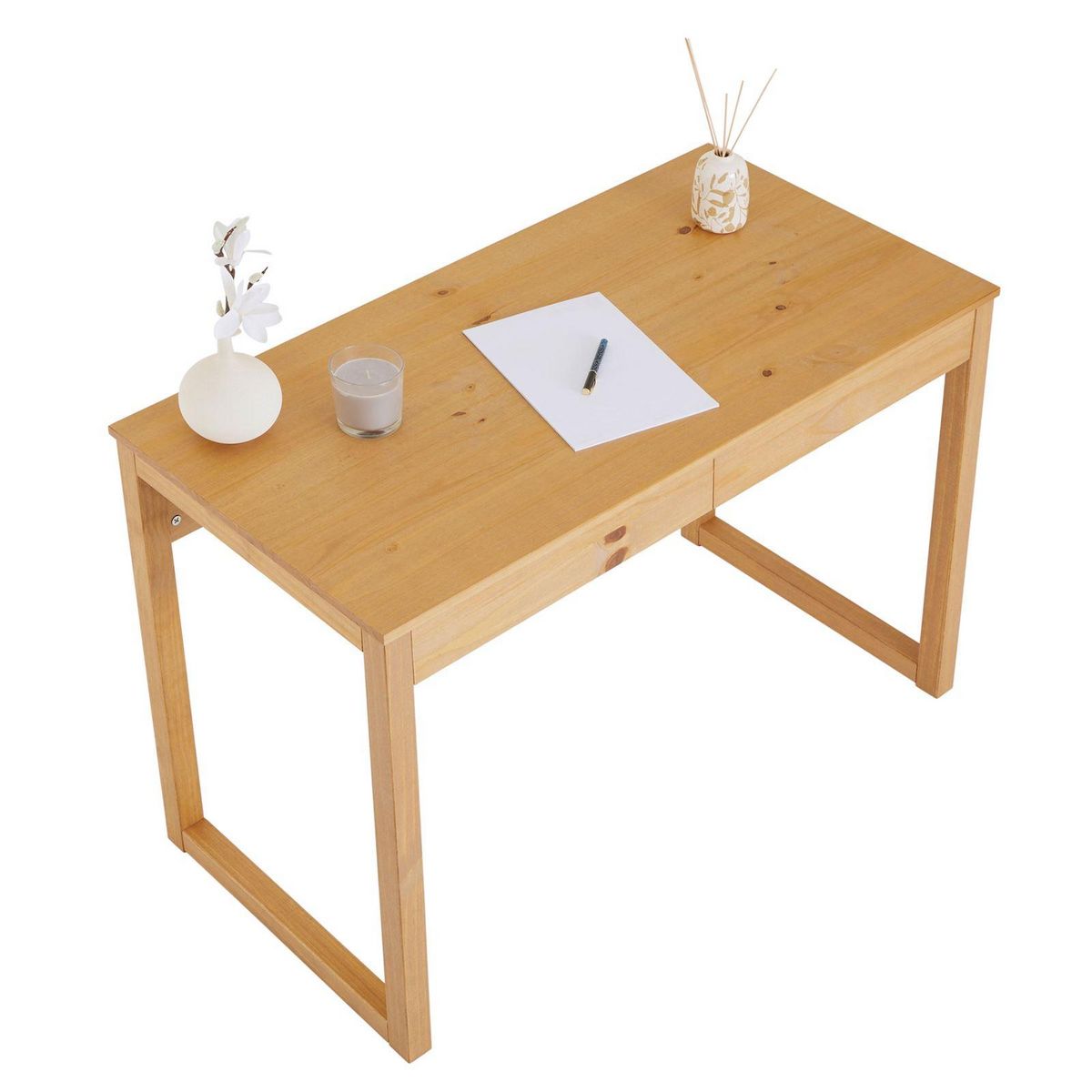 IDIMEX Bureau NOAH 2 tiroirs, en pin massif