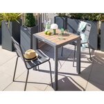 HESPERIDE Table de jardin carrée alu Evasion 2 places effet bois - Hespéride