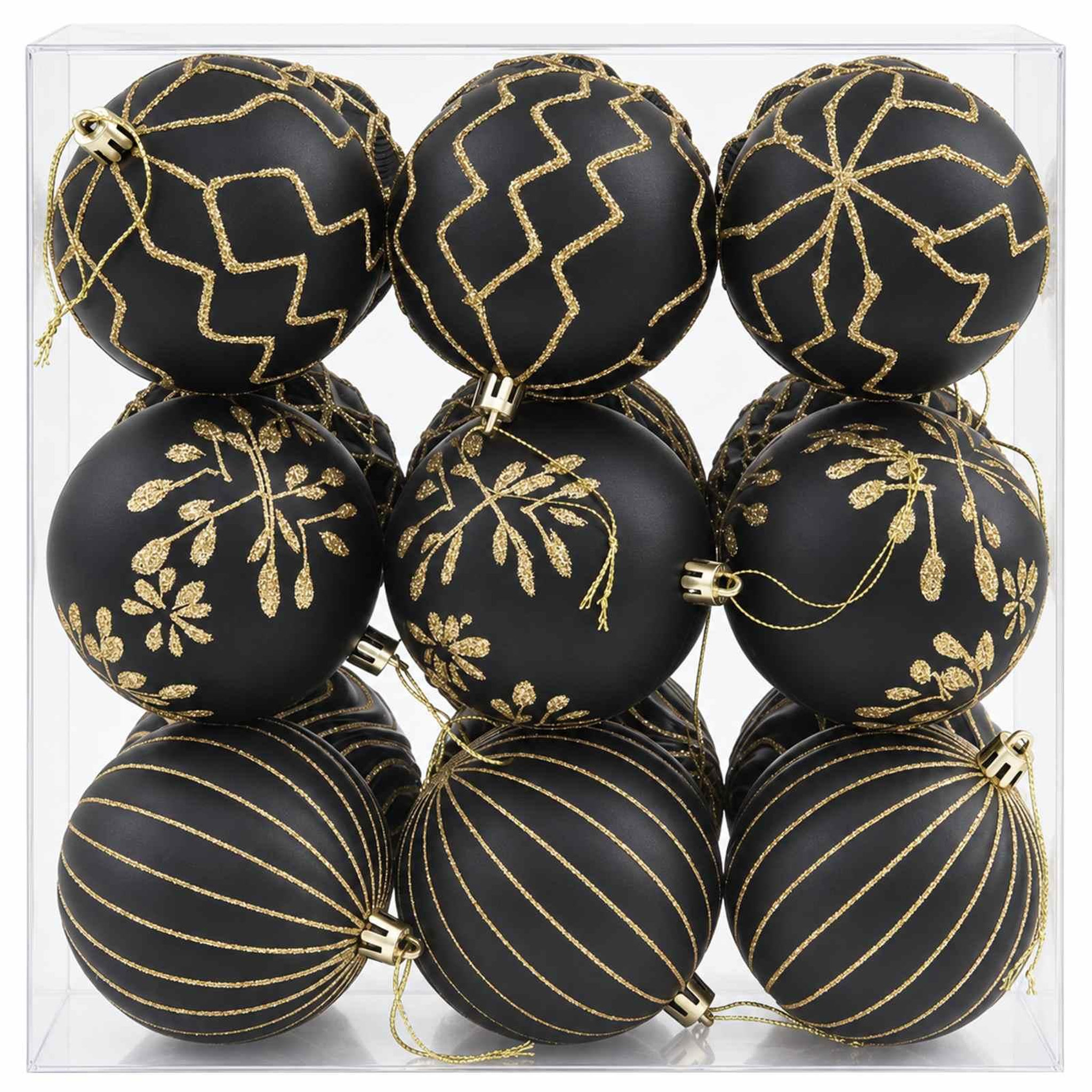 Voir la diapositive 4 : VIDAXL Ensemble de boules de Noël XL 18 pc Noir et Or Diam. 8 cm