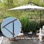 Voir la diapositive 5 : OUTSUNNY Parasol déporté rectangulaire dim. 294L x 193l x 250H cm pied en croix crème