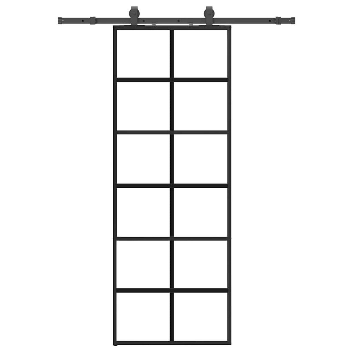 VIDAXL Porte coulissante kit de quincaillerie noir 76x205 cm verre ESG