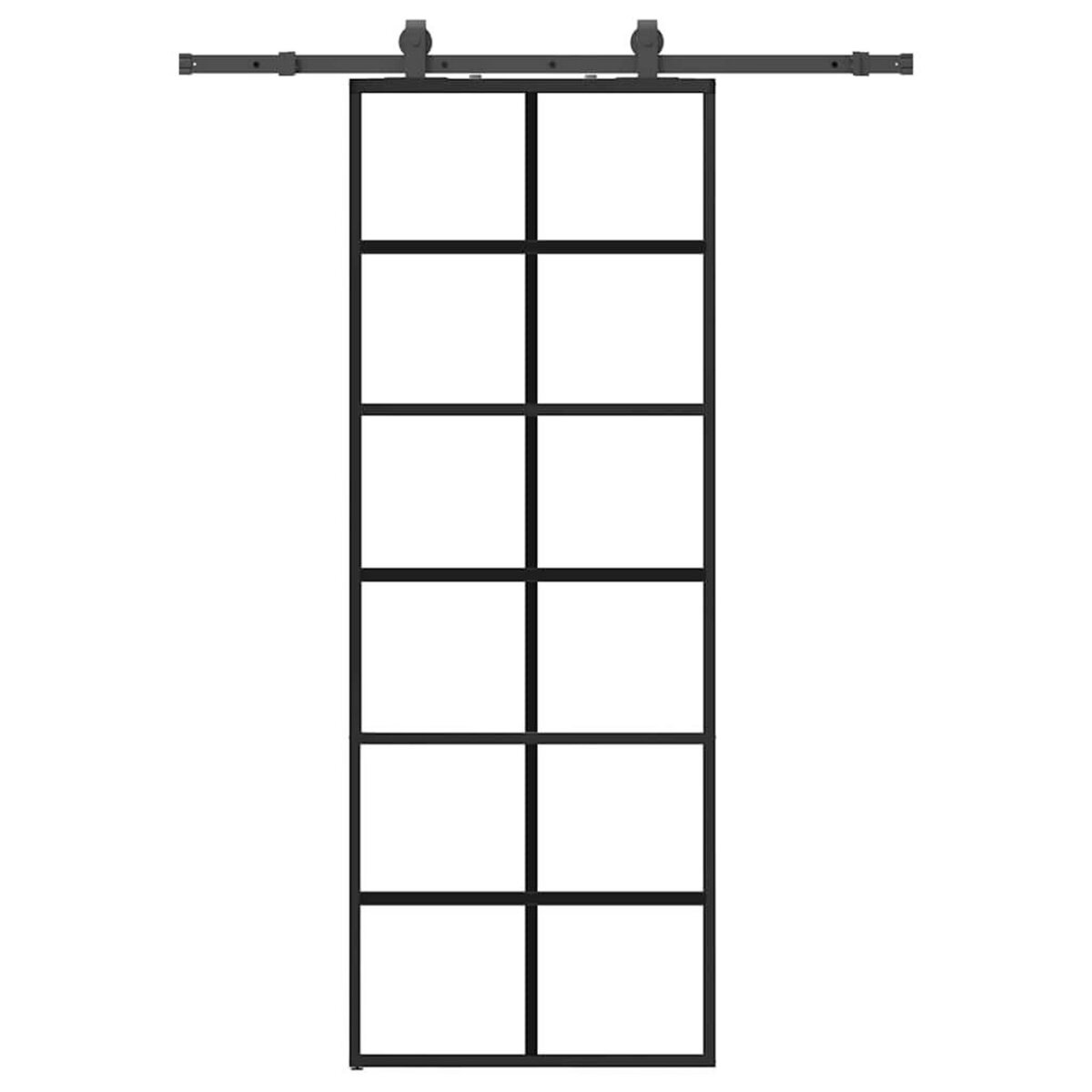 VIDAXL Porte coulissante kit de quincaillerie noir 76x205 cm verre ESG