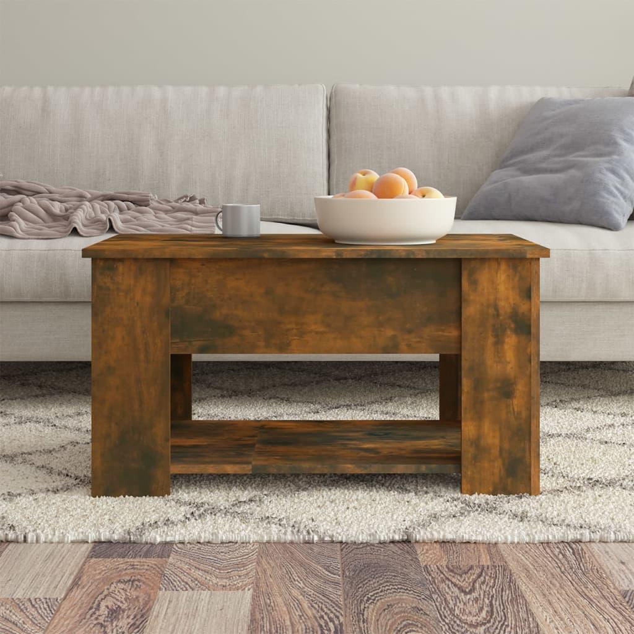 Voir la diapositive 3 : VIDAXL Table basse Chene fume 79x49x41 cm Bois d'ingenierie