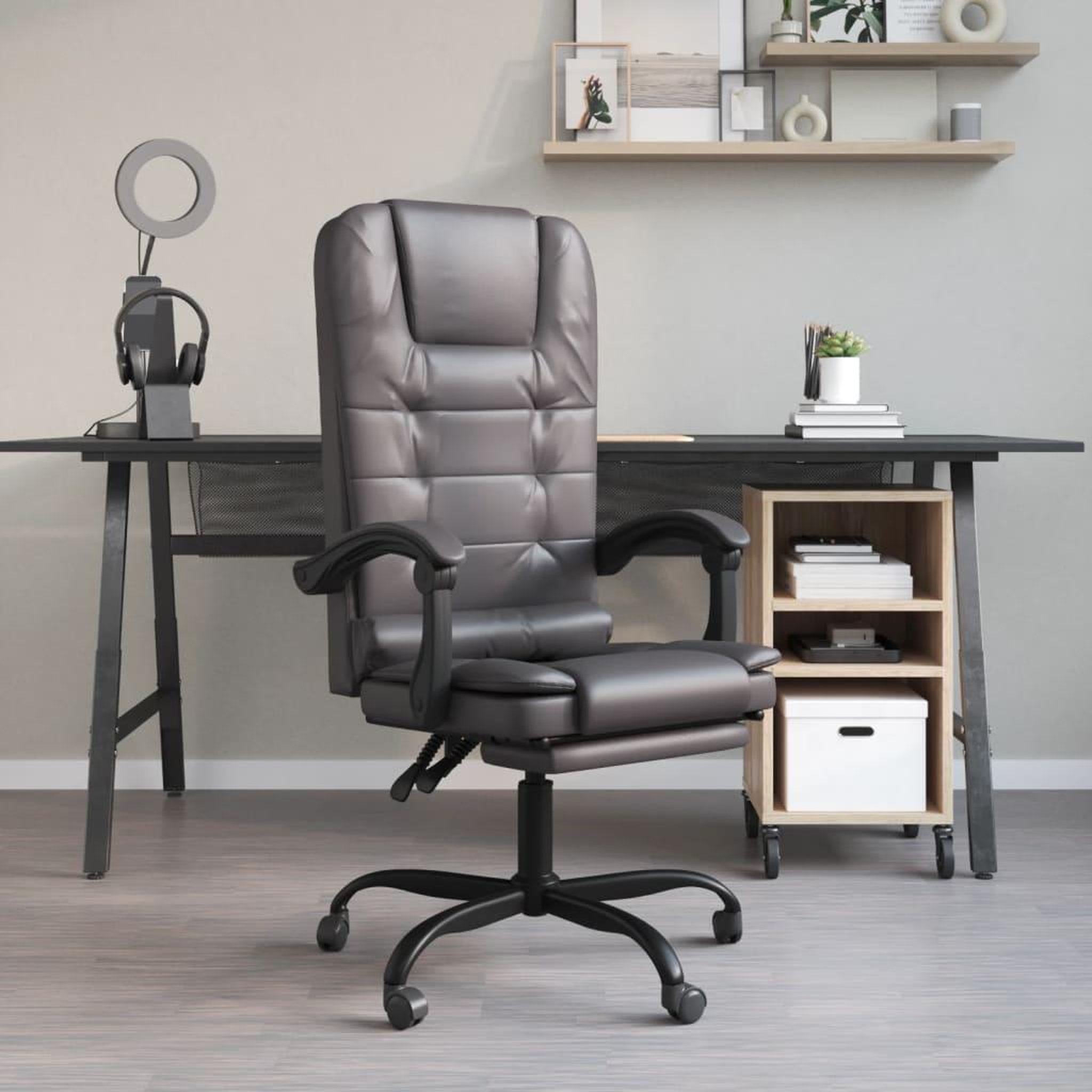 Voir la diapositive 1 : VIDAXL Fauteuil de massage inclinable de bureau Gris Similicuir