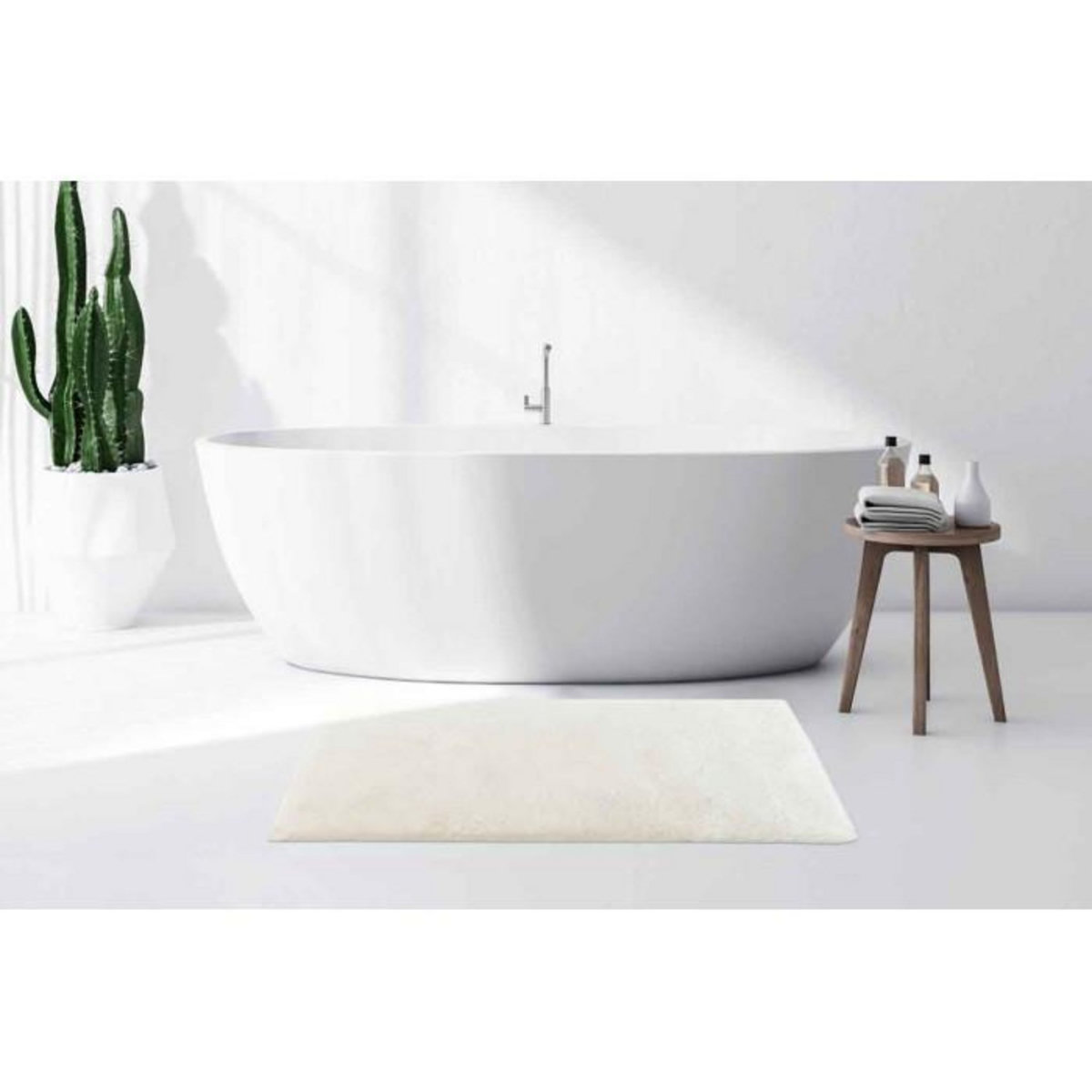 Paris Prix Tapis de Bain Fait à la Main  Rabbit  Blanc