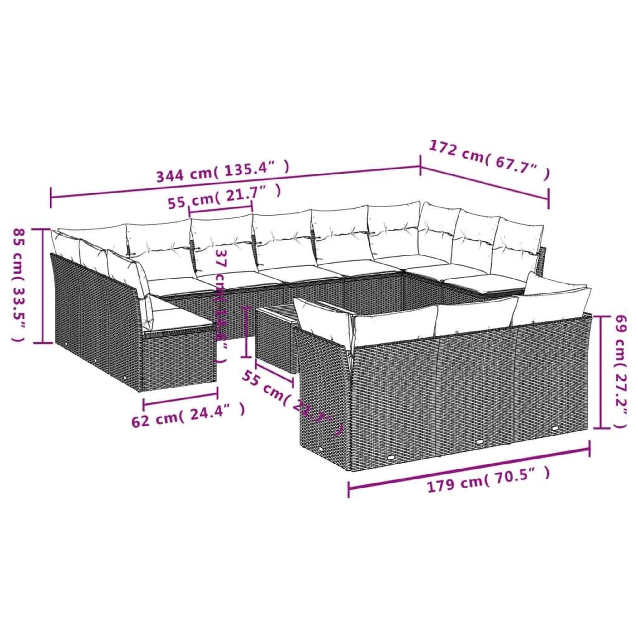 Voir la diapositive 6 : VIDAXL Salon de jardin avec coussins 14 pcs noir resine tressee