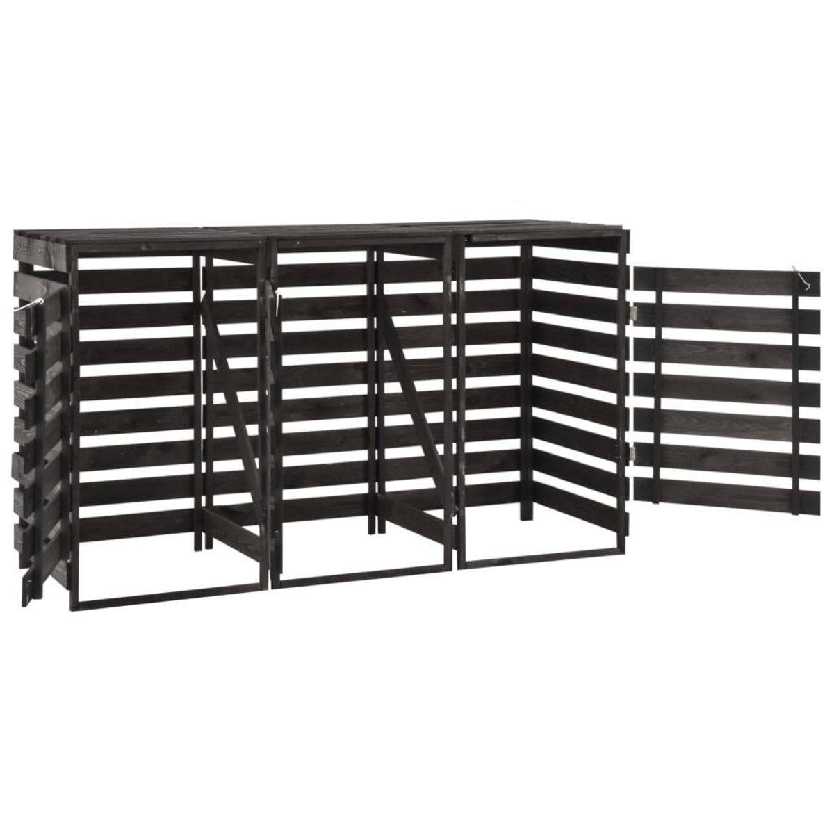VIDAXL Abri de poubelle triple 210x75x121 cm Bois de pin massif peint