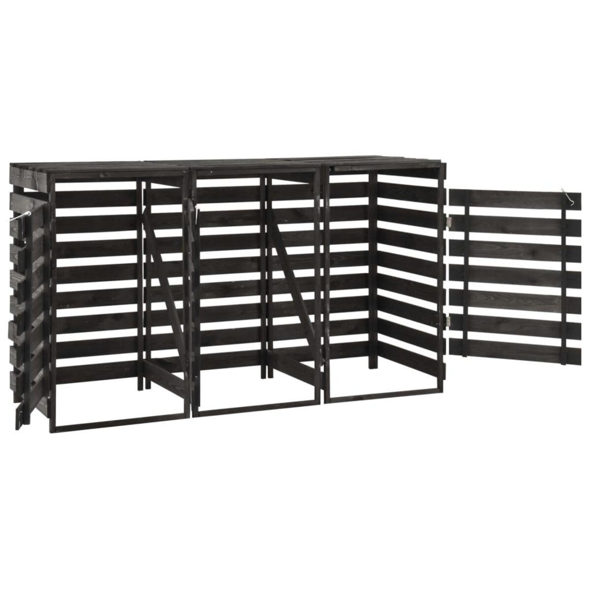 VIDAXL Abri de poubelle triple 210x75x121 cm Bois de pin massif peint