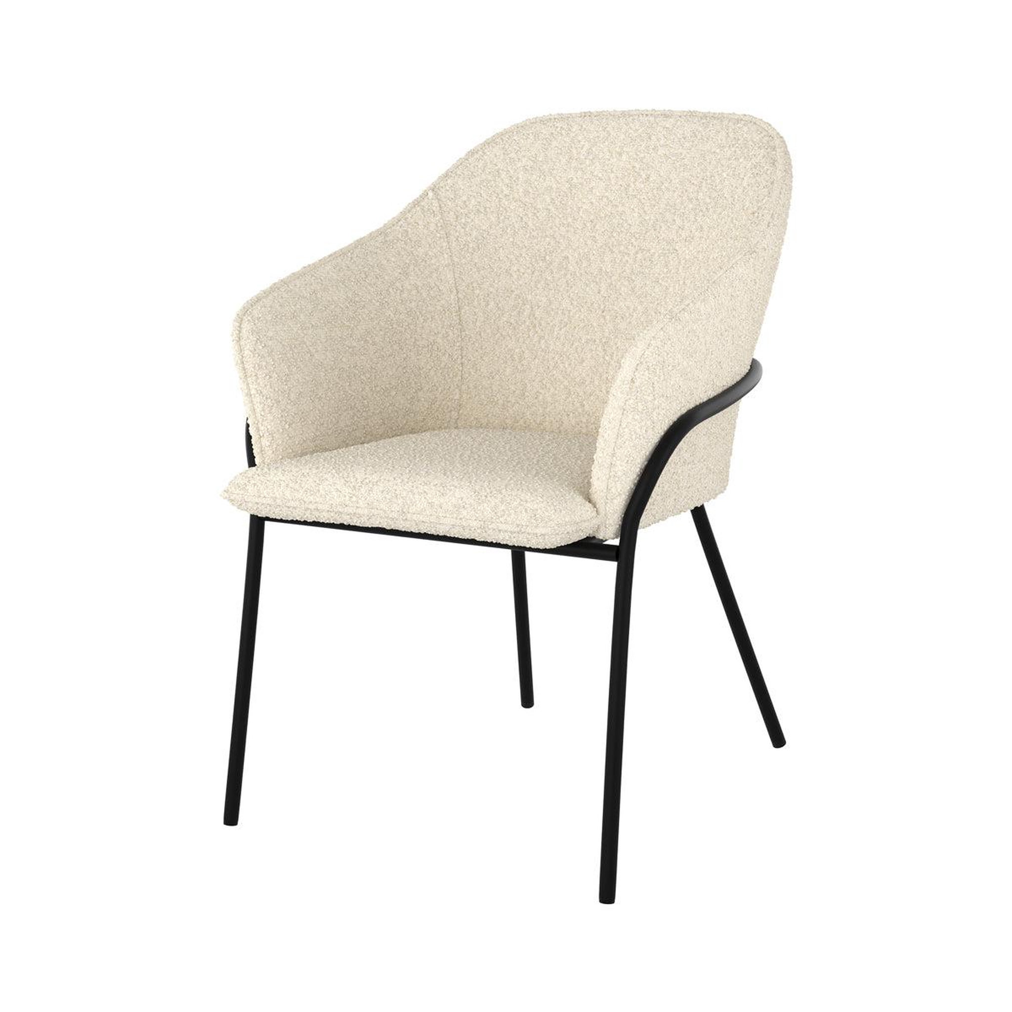 MAISON PAVANE Chaise effet laine bouclette blanche et pieds en métal-toscane
