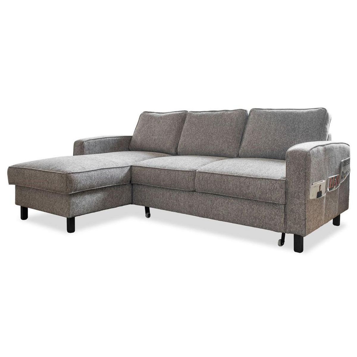 BEST MOBILIER Molly - canapé d'angle gauche 4 places convertible avec coffre en tissu