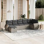 VIDAXL Salon de jardin avec coussins 7 pcs gris clair resine tressee
