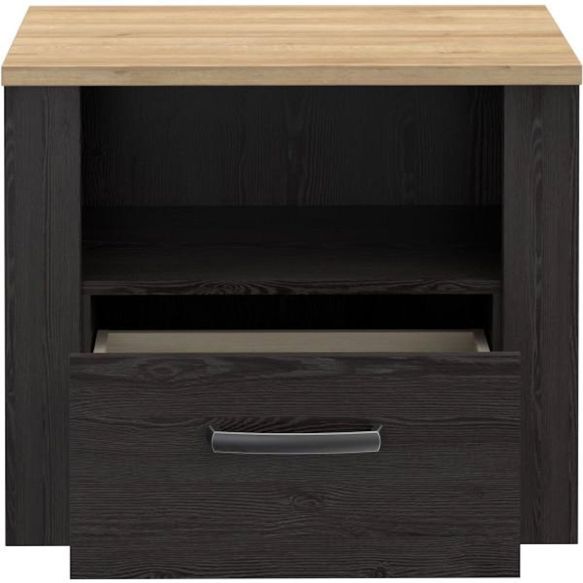 MARKET24 Chevet 1 tiroir et 1 niche - BOHOL - Chene / Blanc - L61,6 x P42 x H52 cm