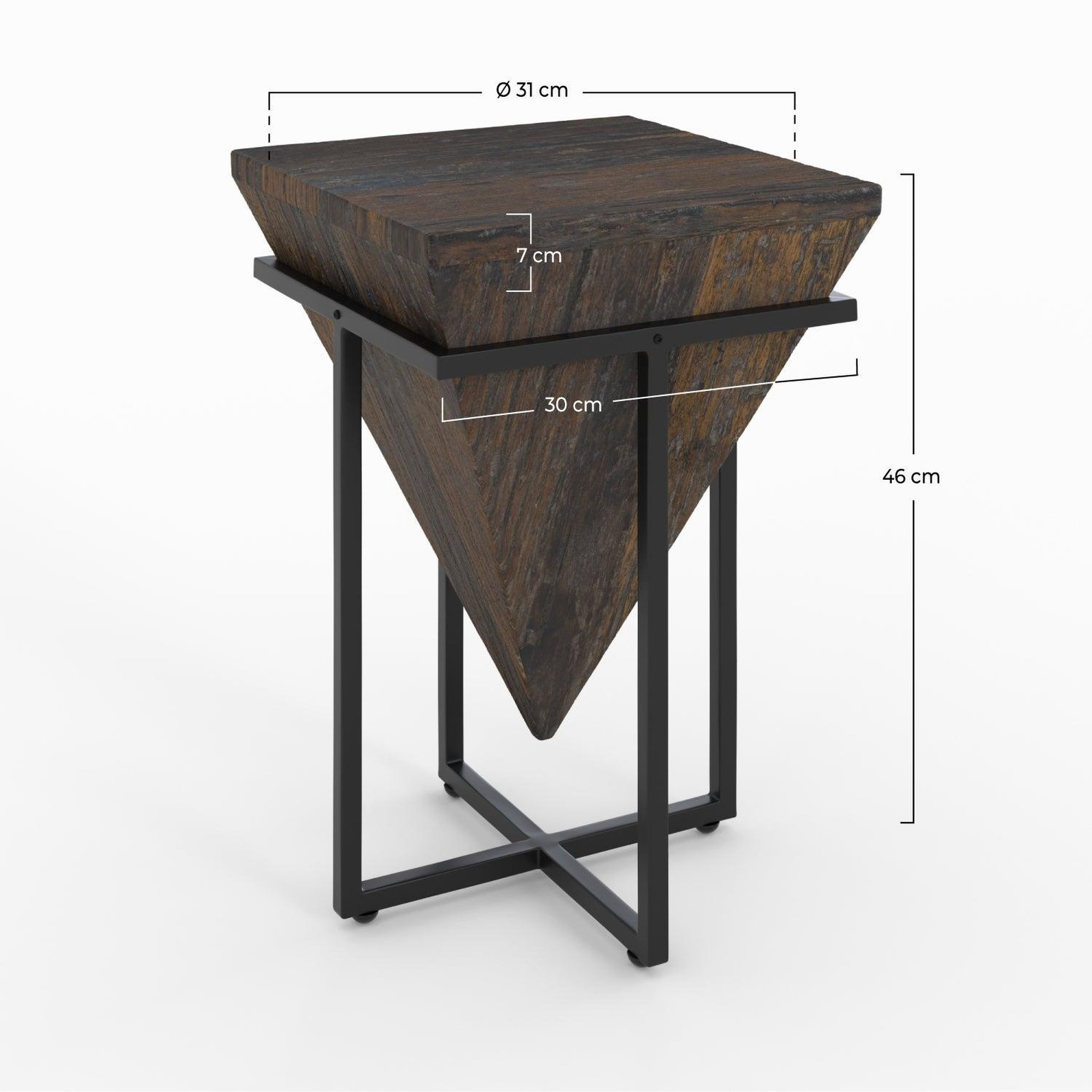 Voir la diapositive 4 : MAISON PAVANE Petite table d'appoint en bois et métal-shanghai