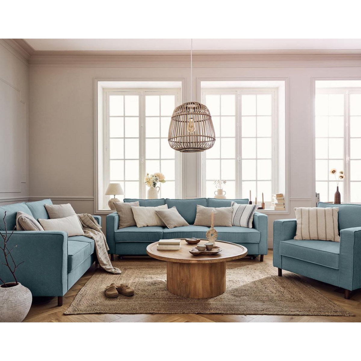 LISA DESIGN Jake - canapé 2 places en velours côtelé - pieds bois foncé