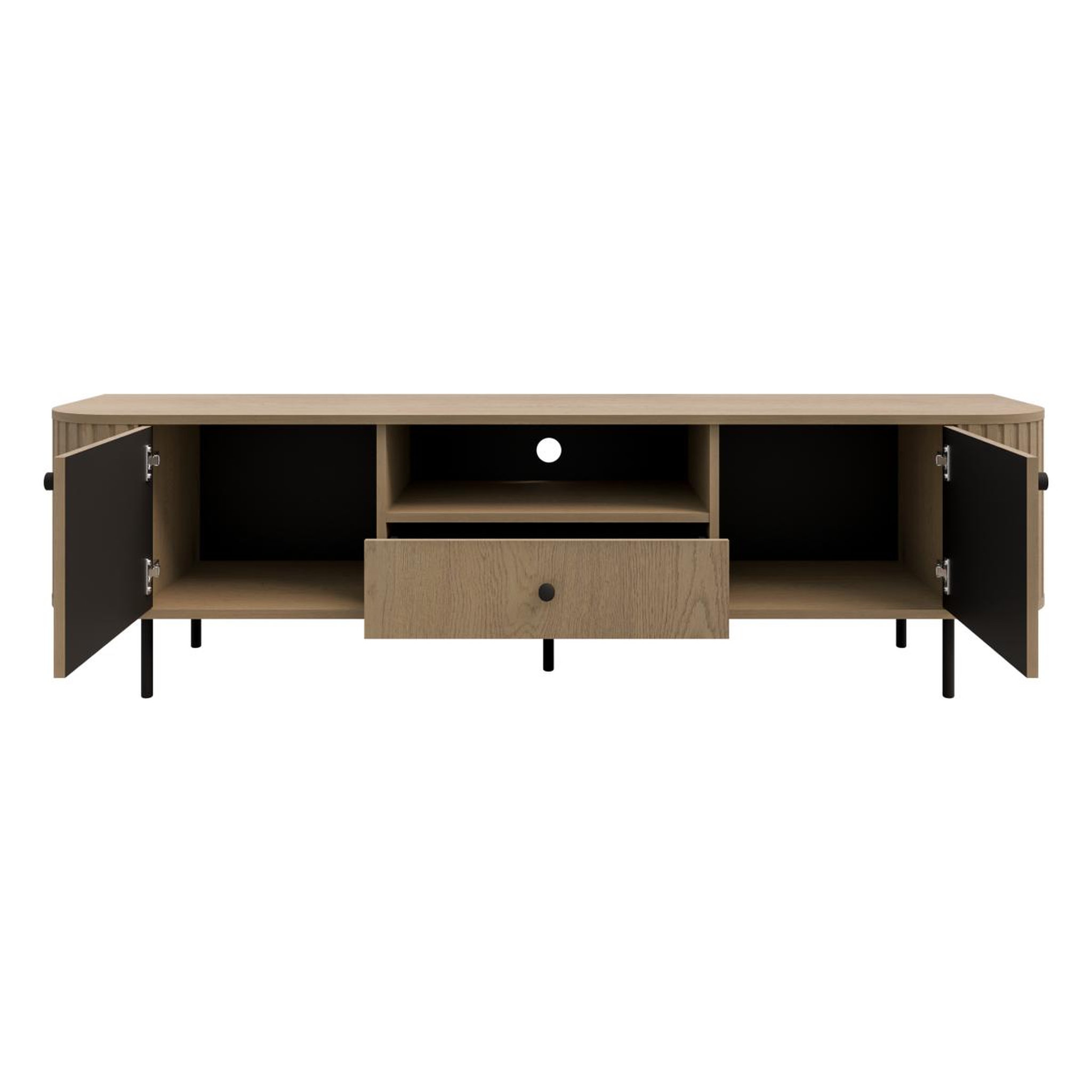Voir la diapositive 3 : JLC KREATION Meuble tv arrondi en bois 180cm lilio