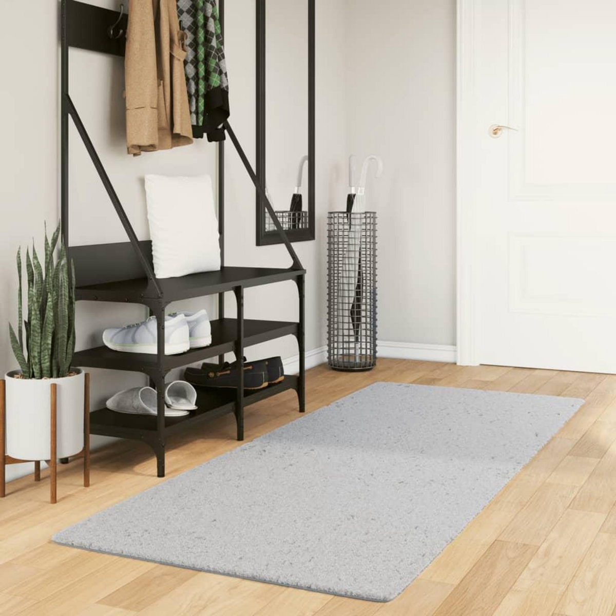 VIDAXL Tapis HUARTE a poils courts doux et lavable gris 80x200 cm