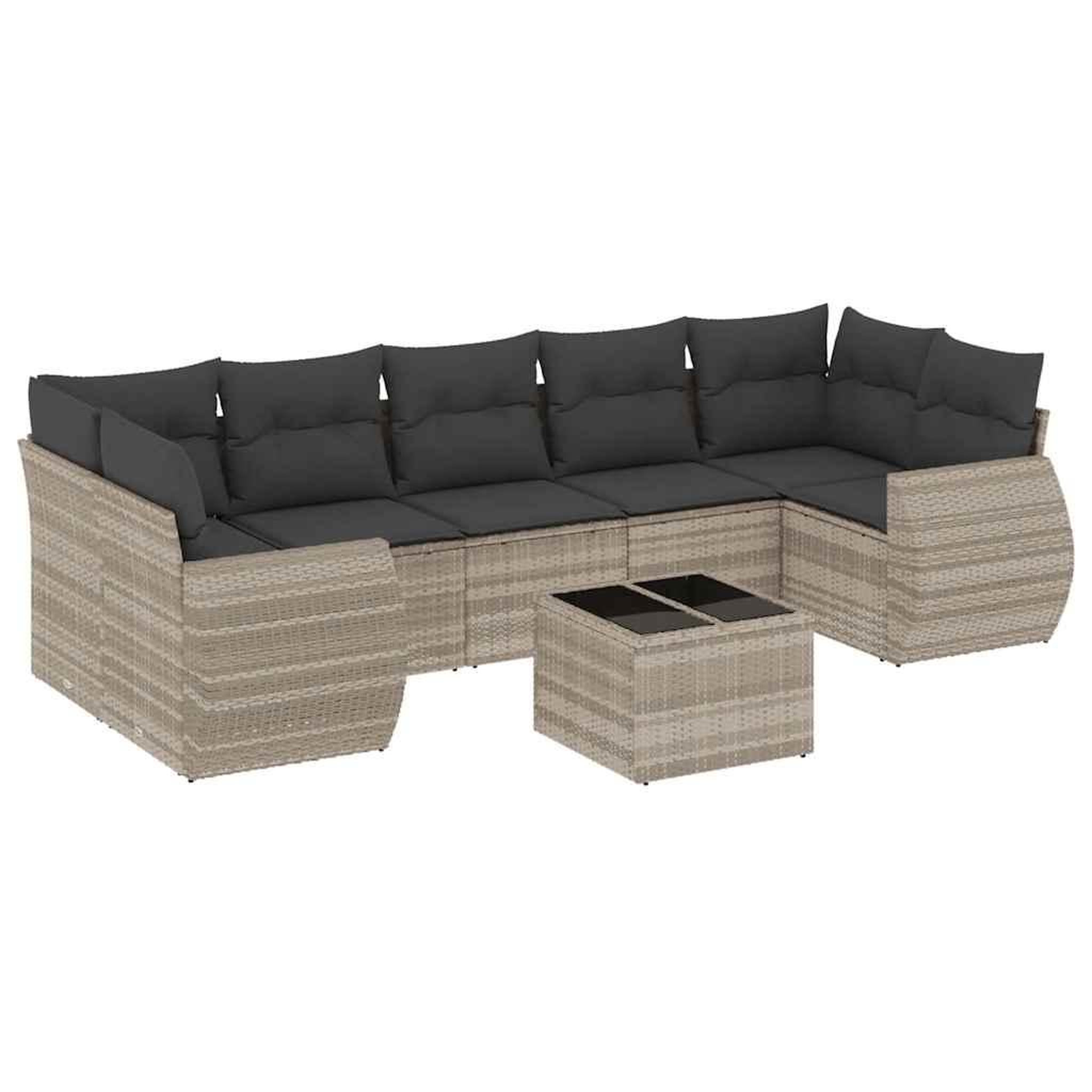 Voir la diapositive 2 : VIDAXL Salon de jardin 8 pcs avec coussins gris clair resine tressee