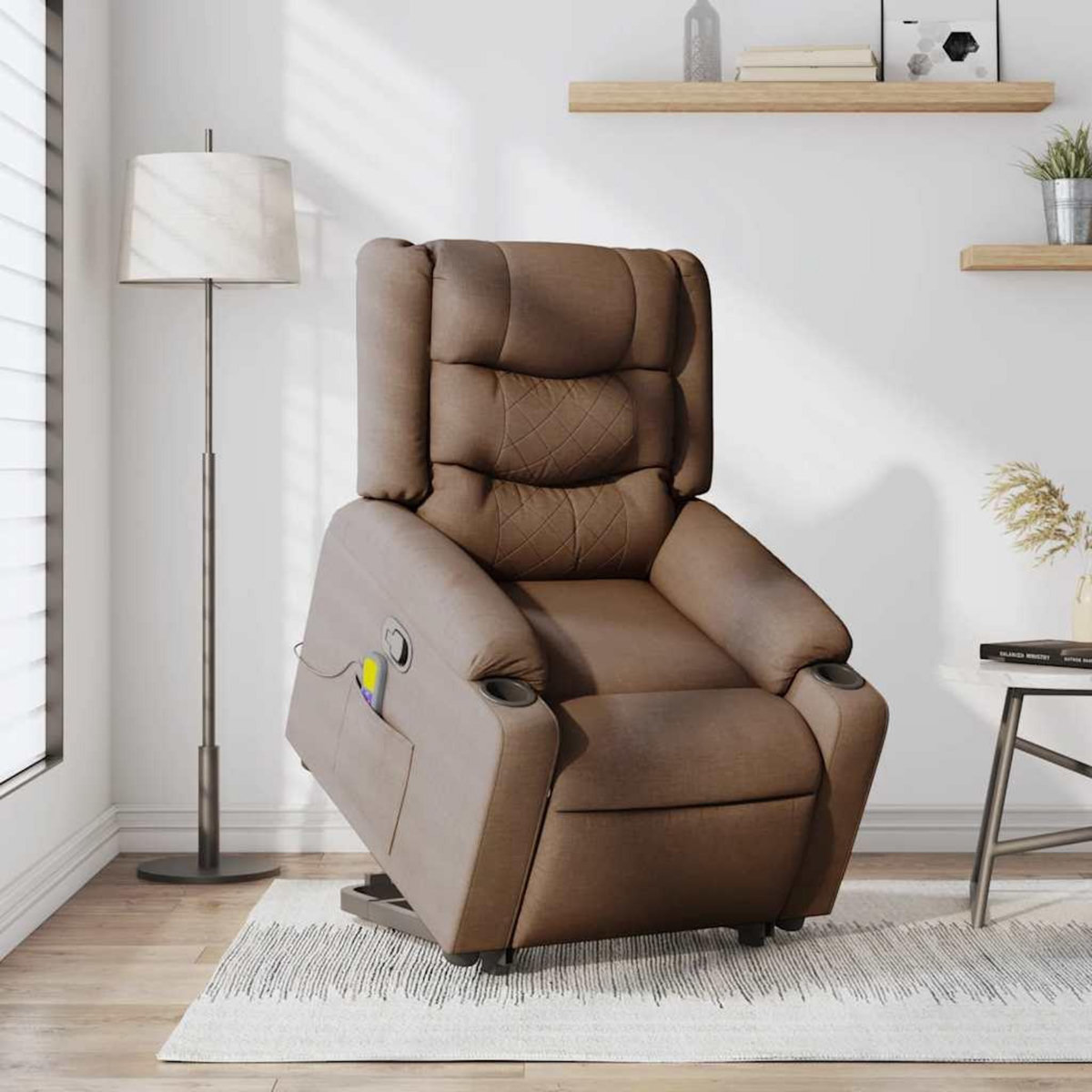 VIDAXL Fauteuil de massage inclinable Marron Tissu