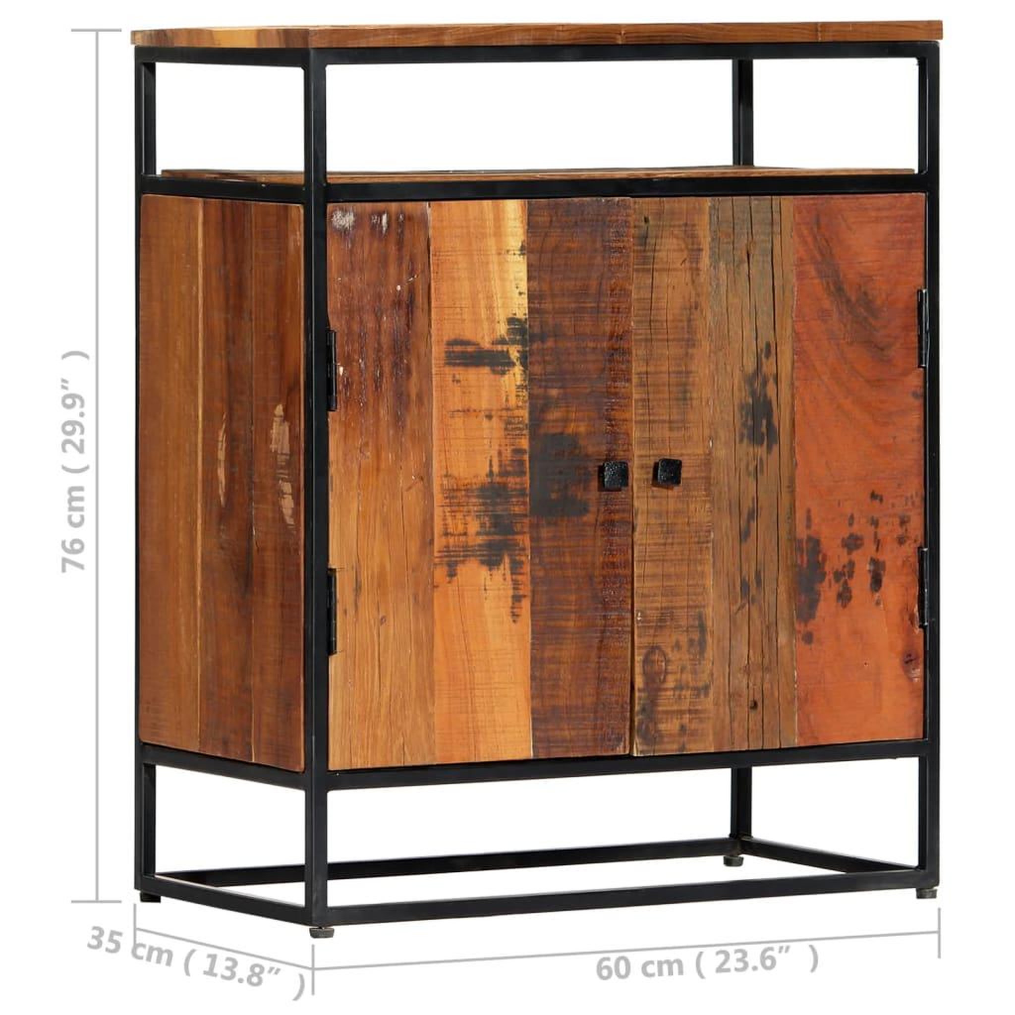 Voir la diapositive 6 : VIDAXL Armoire laterale 60x35x76 cm bois recuperation massif et acier