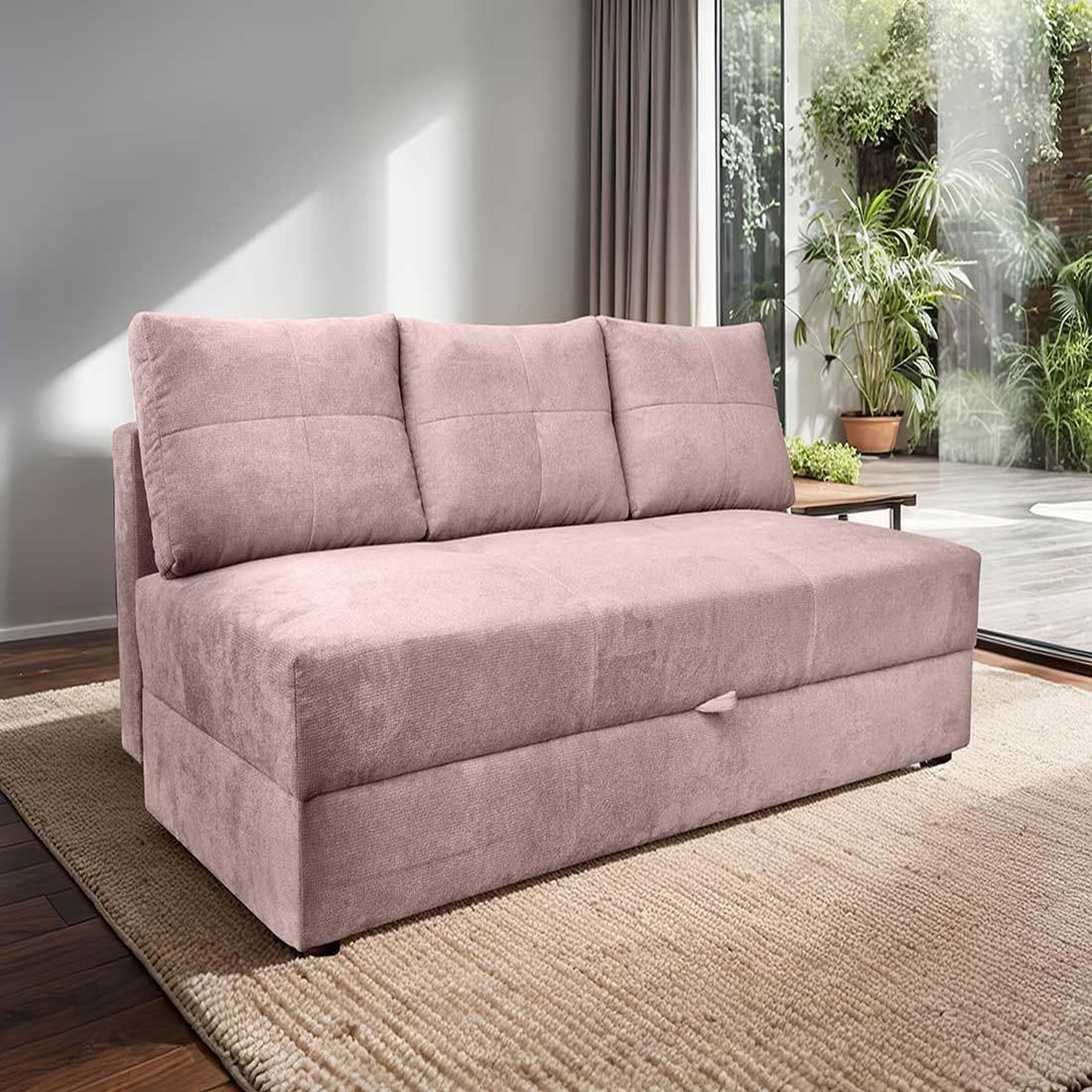 Voir la diapositive 1 : BEST MOBILIER Lucina - canapé droit 3 places - convertible avec coffre - en velours