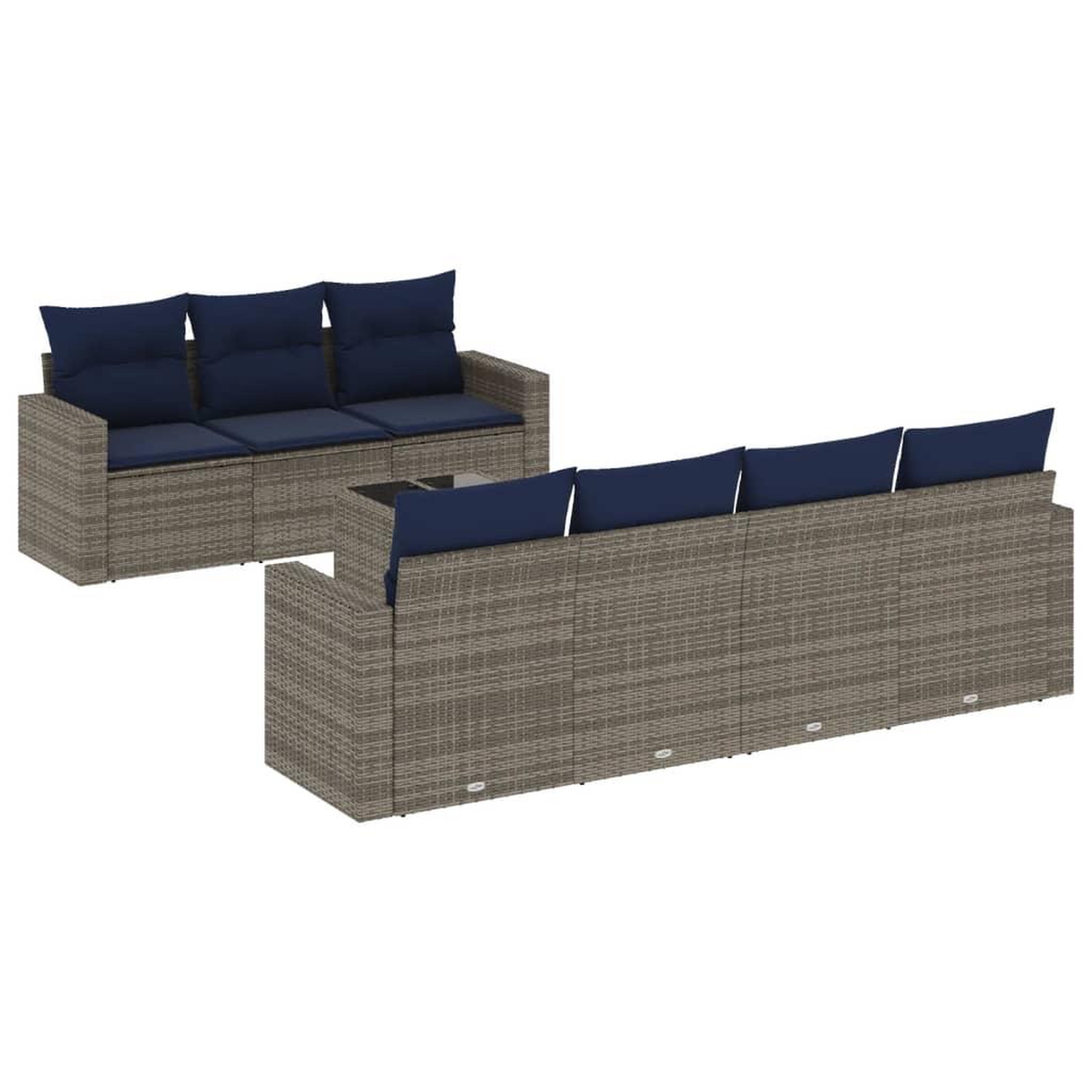 Voir la diapositive 2 : VIDAXL Salon de jardin 8 pcs avec coussins gris resine tressee