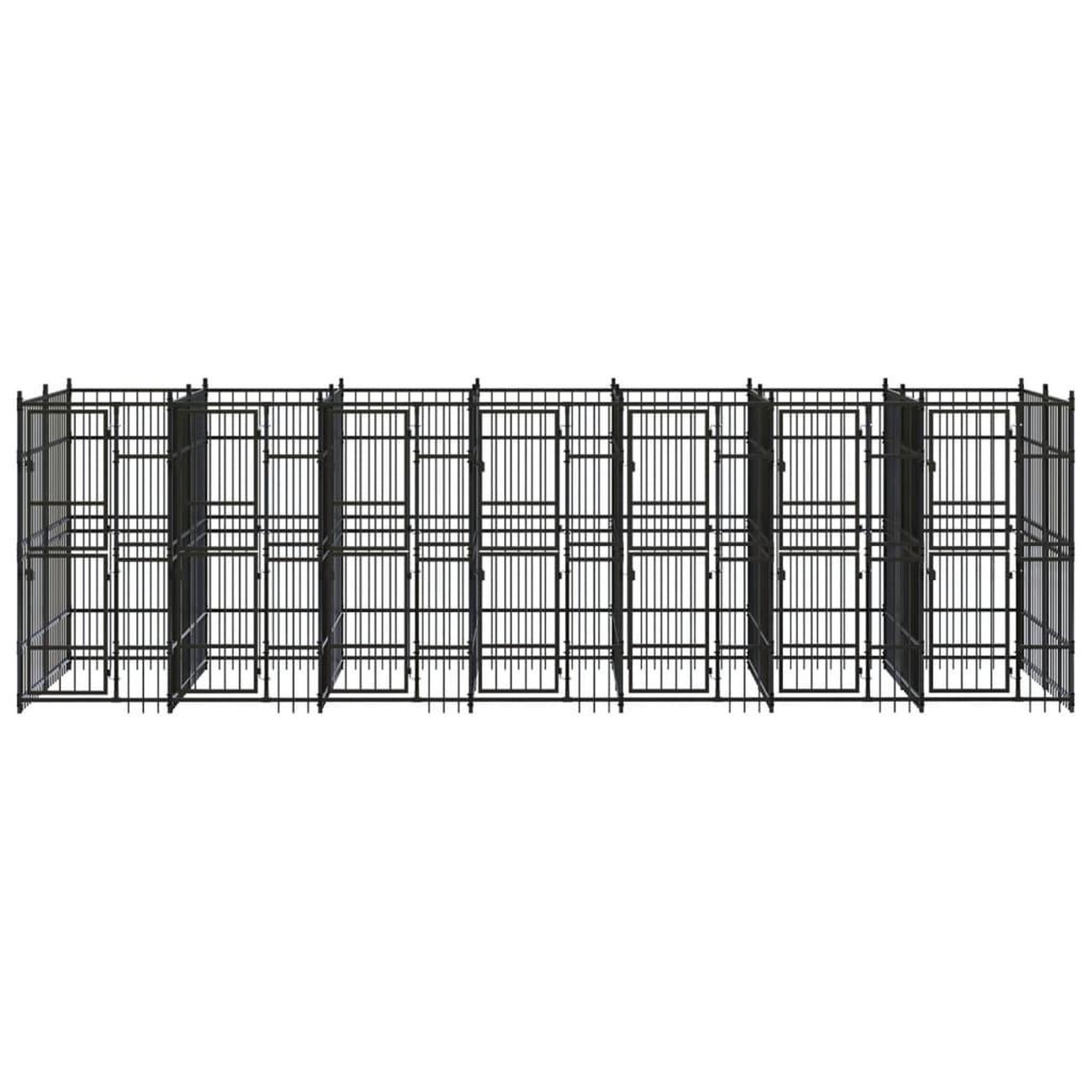 Voir la diapositive 2 : VIDAXL Chenil d'exterieur pour chiens Acier 12,9 m²