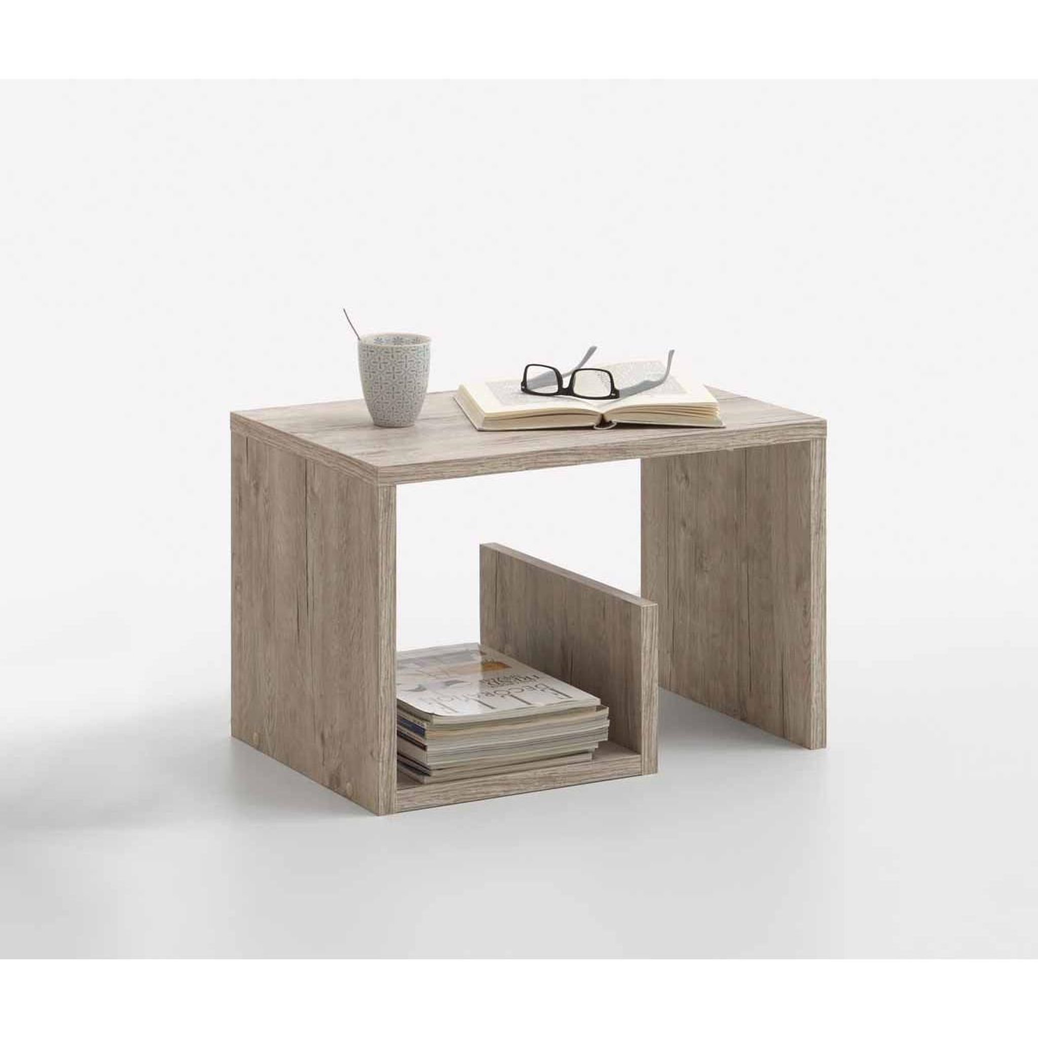 Voir la diapositive 3 : Paris Prix Table d'Appoint Design  Kani  59cm Chêne Sable