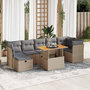 Voir la diapositive 1 : VIDAXL Salon de jardin avec coussins 8 pcs beige resine tressee acacia