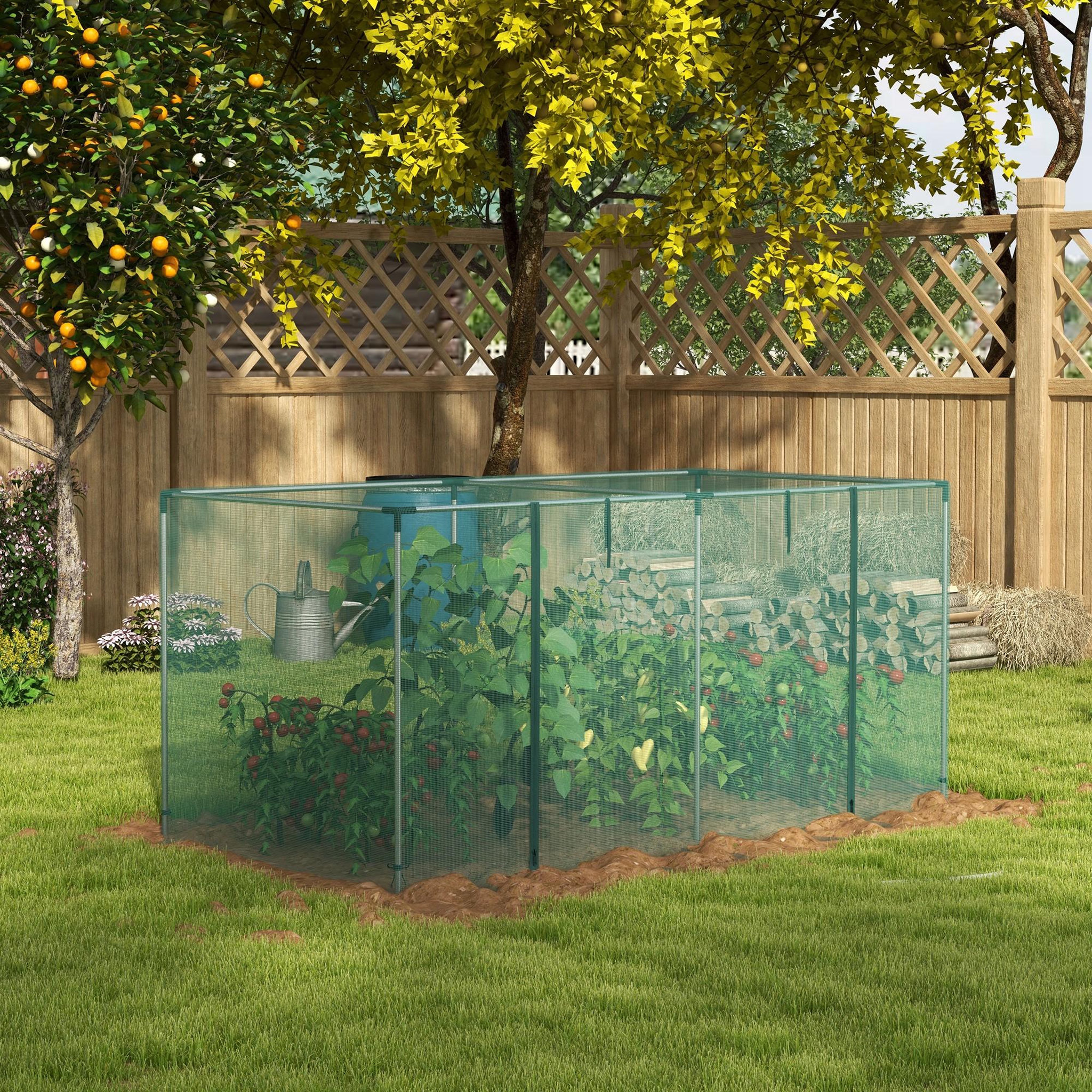 Voir la diapositive 2 : OUTSUNNY Serre de jardin serre à tomates filet dim. 240 x 120 x 110 cm acier galvanisé hdpe vert