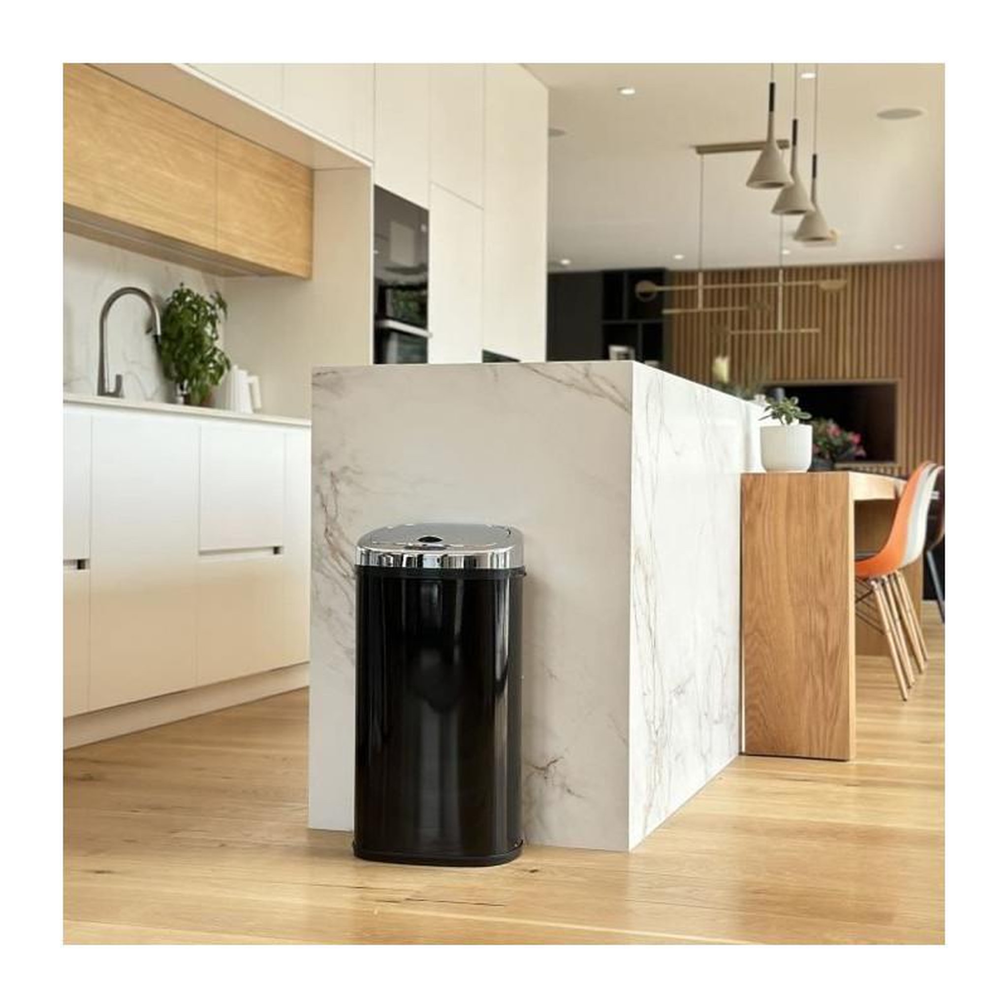 Voir la diapositive 3 : Kitchen move Poubelle automatique 42l noir/inox - bat-42ls02a black ss