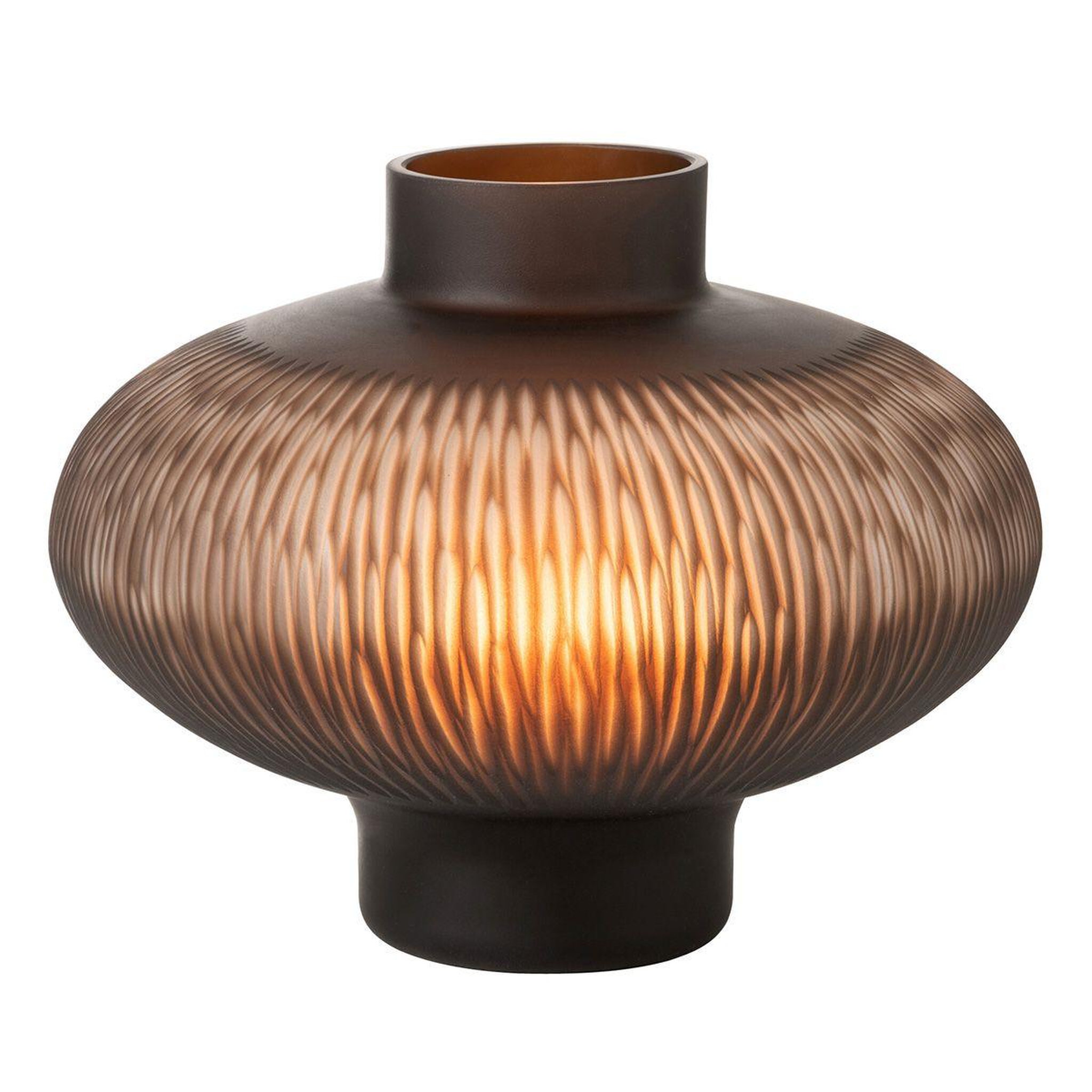 Voir la diapositive 2 : J-LINE Vase design ligne & boule  octave  25cm marron