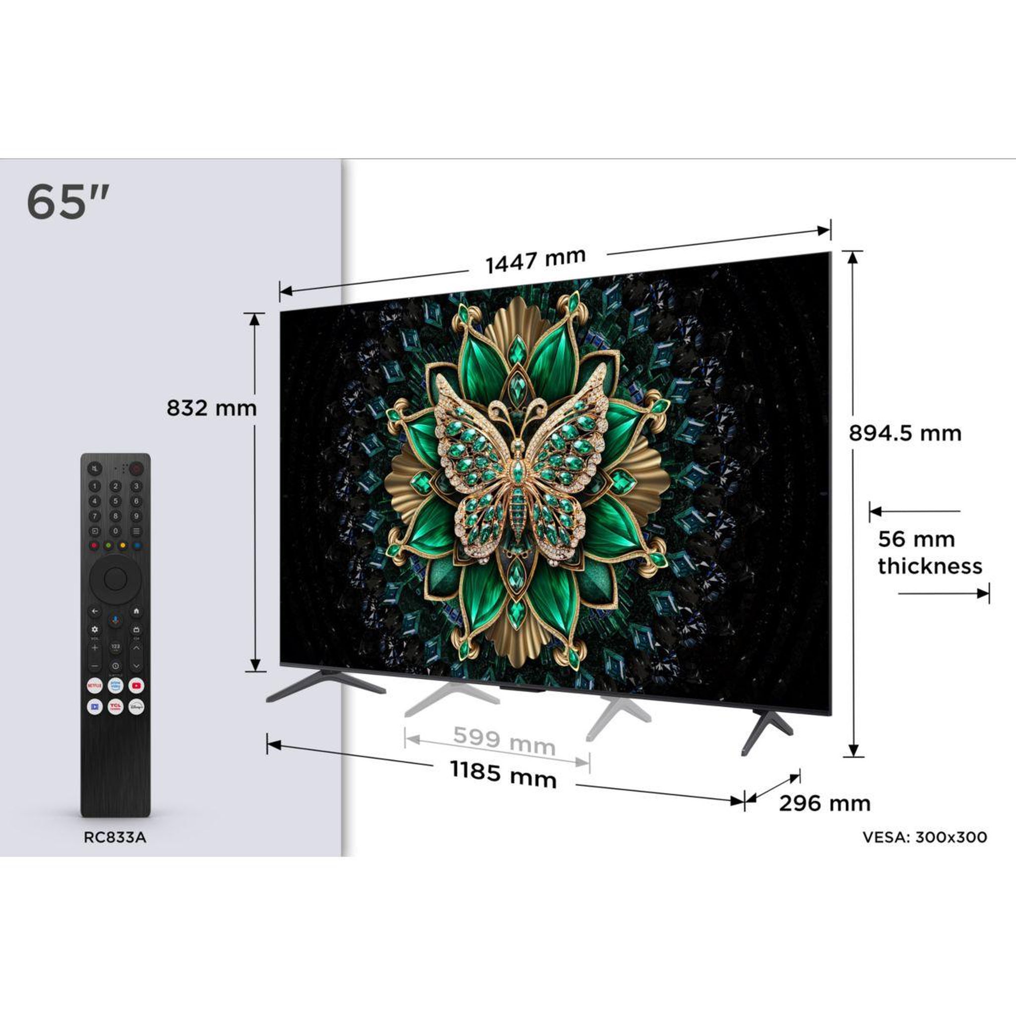Voir la diapositive 4 : TCL Tv mini led 65c69k (2025) 65  (164 cm) ultra hd - google tv, système sonore onkyo
