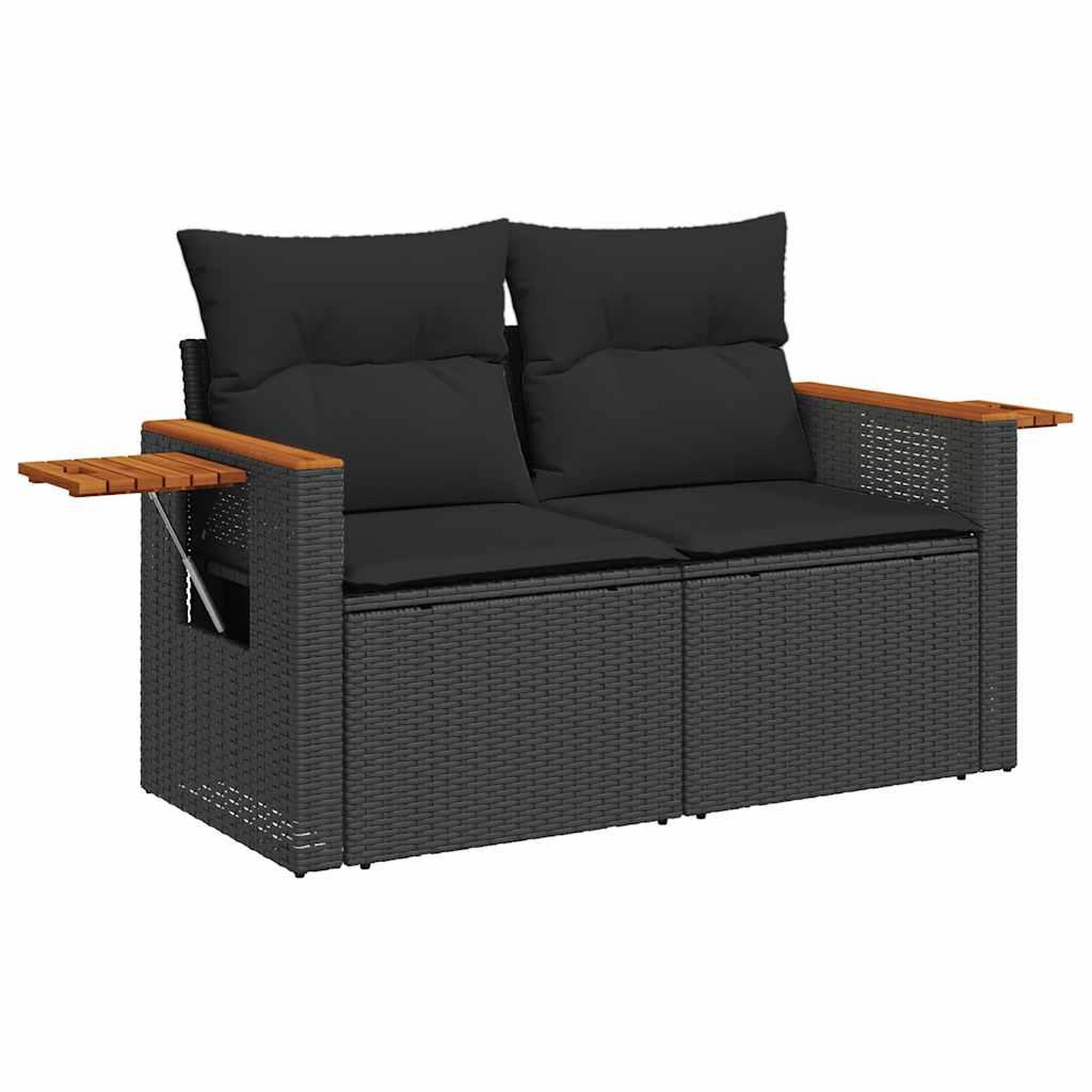 Voir la diapositive 5 : VIDAXL Salon de jardin 6 pcs avec coussins noir resine tressee acacia