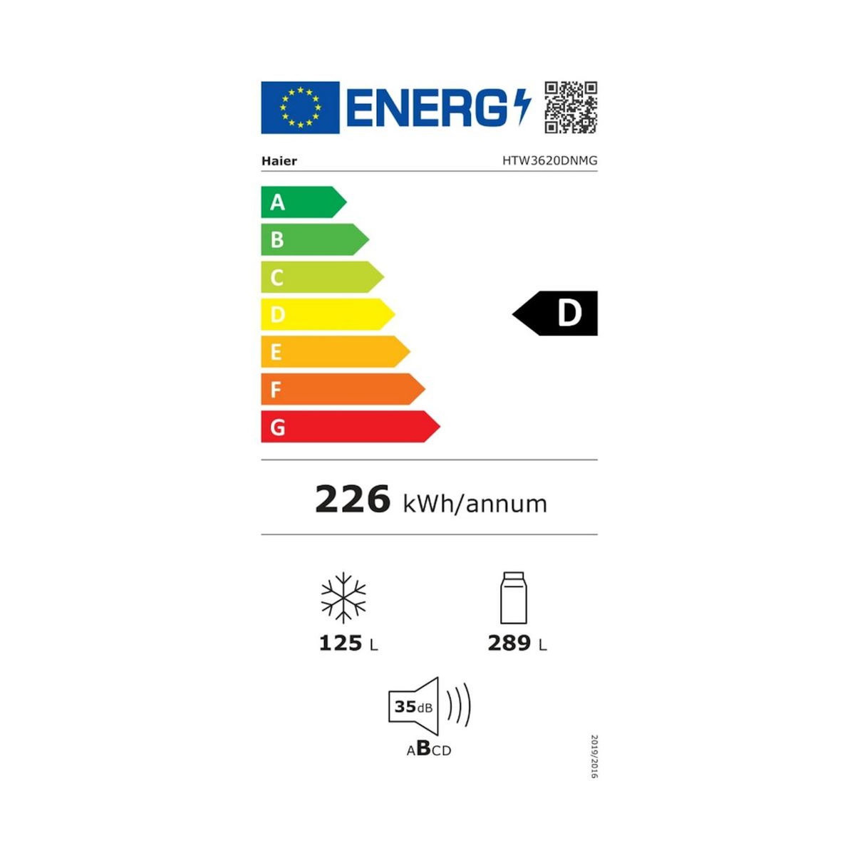 HAIER Réfrigérateur combiné 60cm 414l nofrost inox - HTW3620DNMG