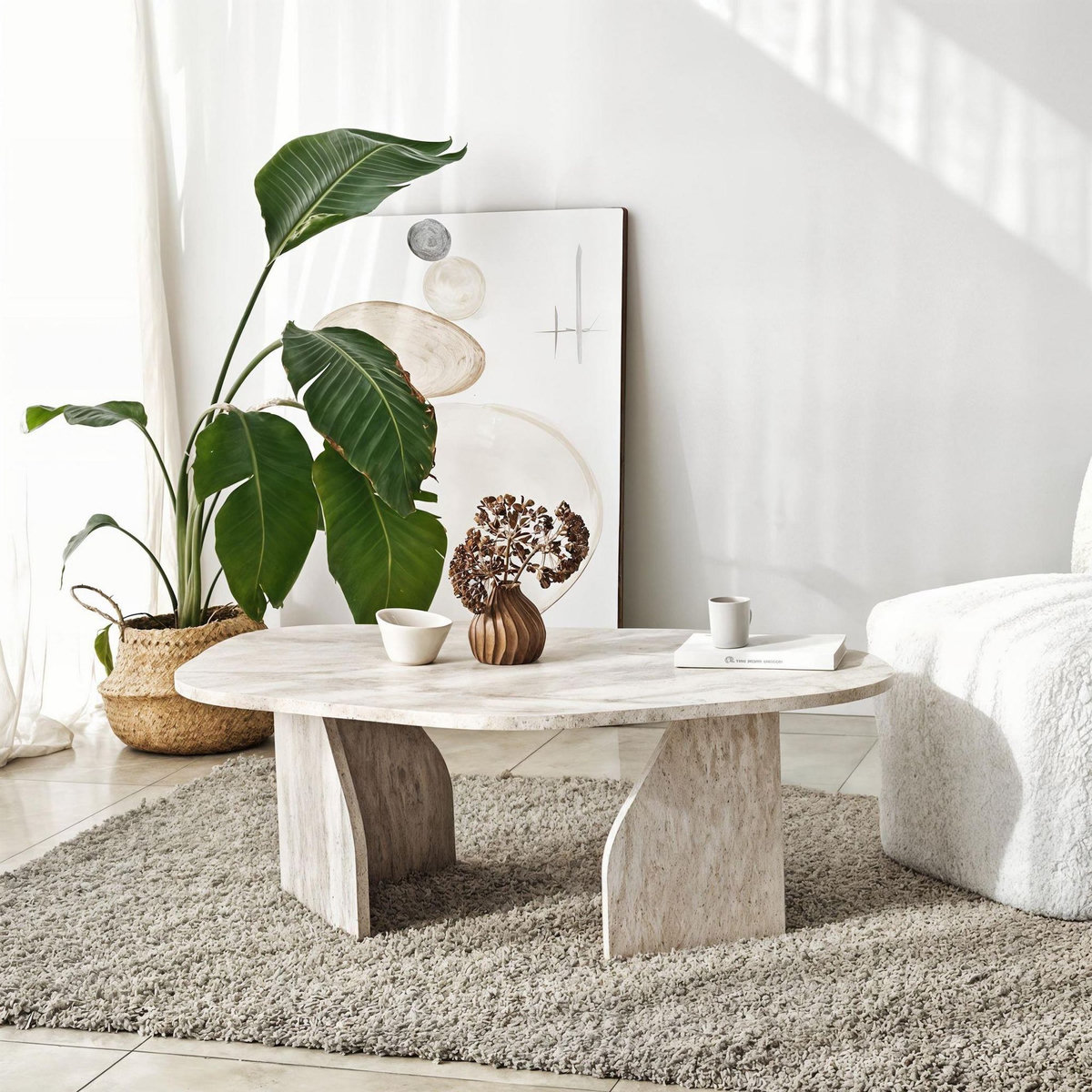 Habitat et Jardin Table basse en bois  Rock  100 x 60 x 35 cm - Travertin