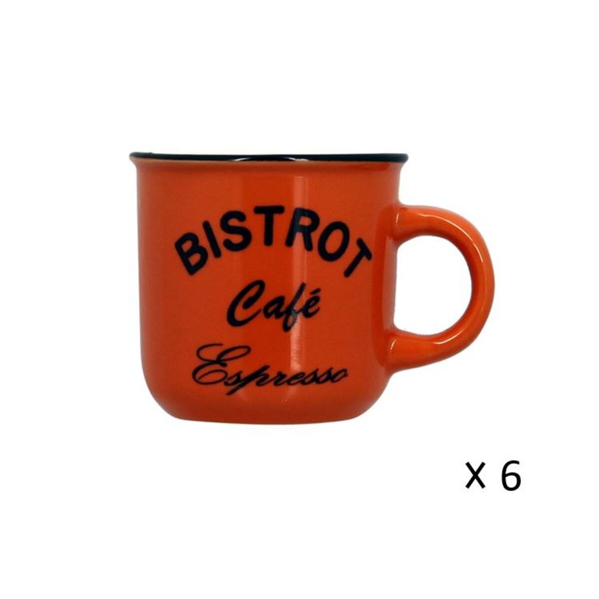 Lot de 6 tasses à café en grès 14 cl BISTROT Expresso Orange