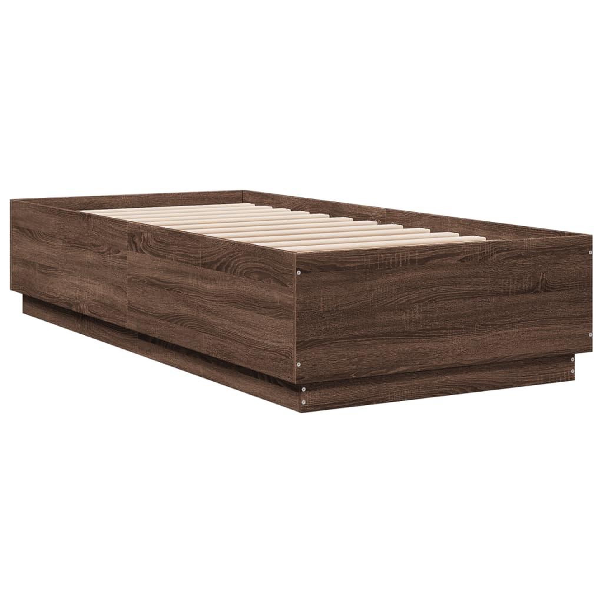 Voir la diapositive 3 : VIDAXL Cadre de lit avec LED sans matelas chene marron 90x200 cm
